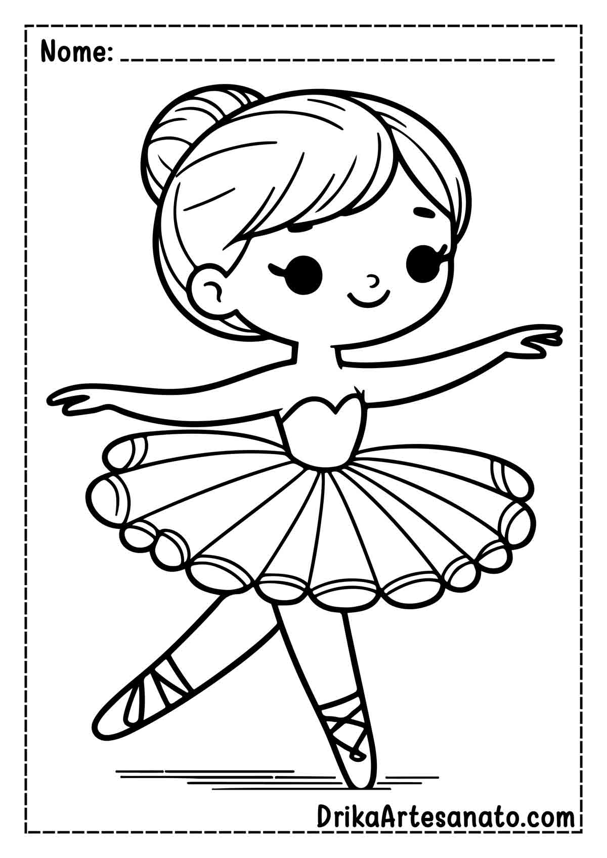 Desenho de Bailarina Fofa para Colorir