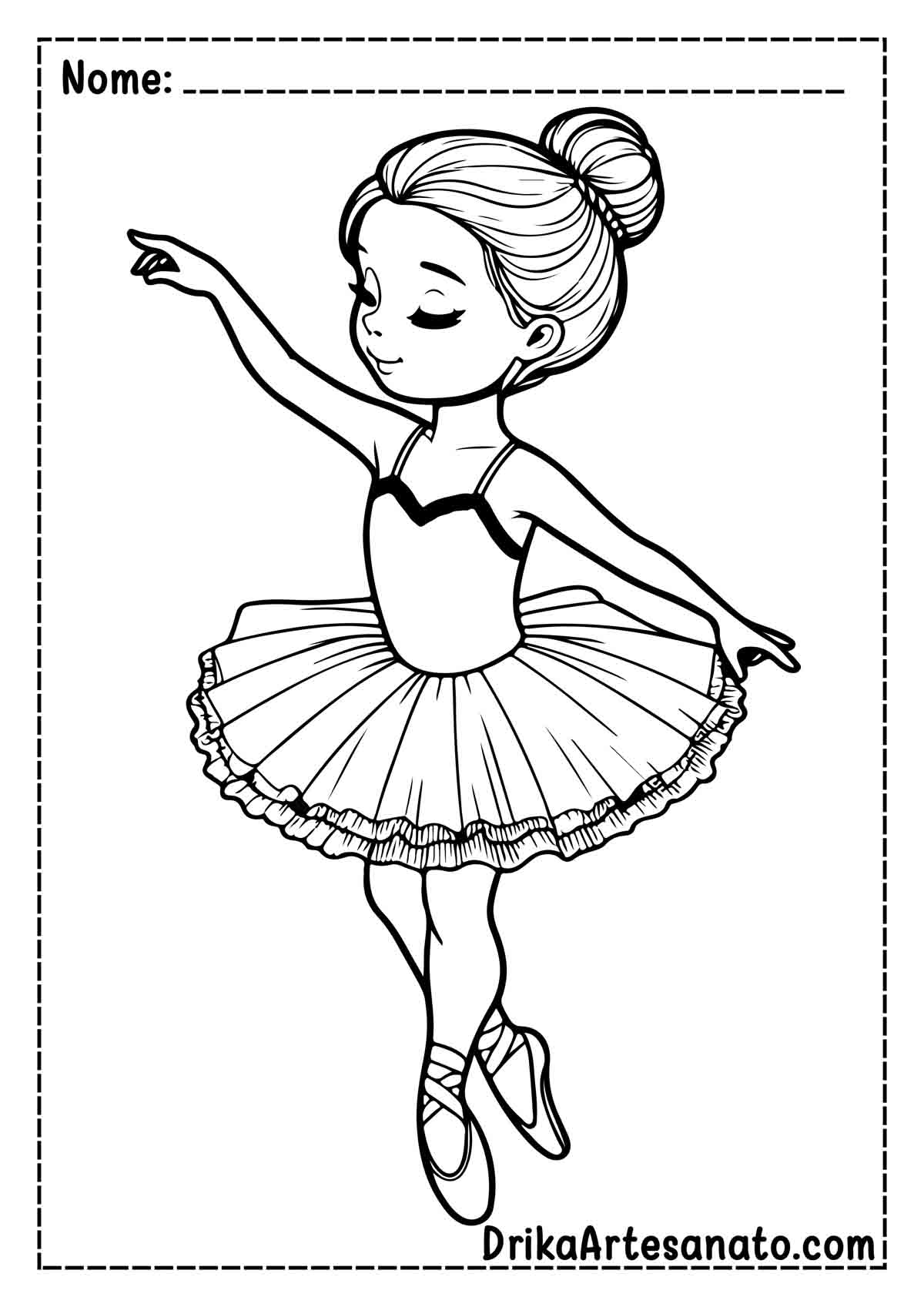 Desenho de Bailarina Realista para Imprimir e Colorir