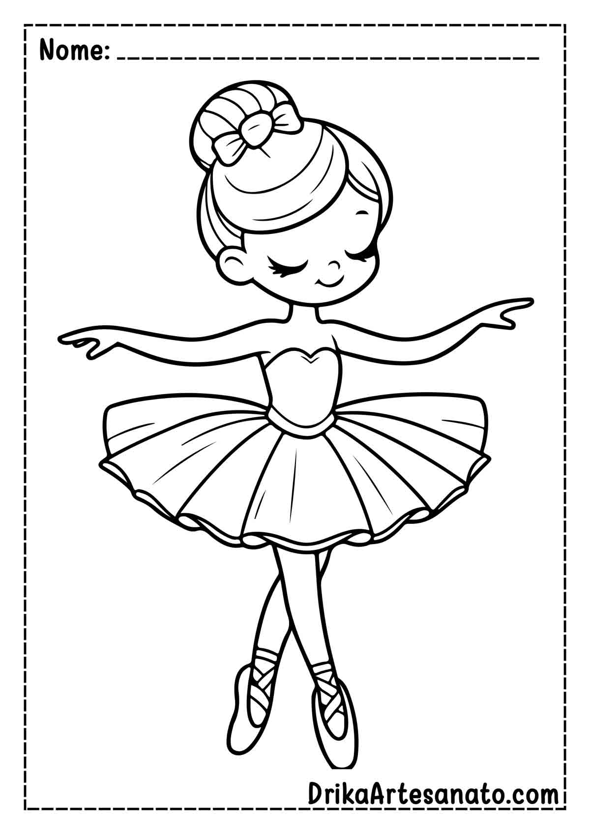 Desenho de Bailarina Simples para Colorir