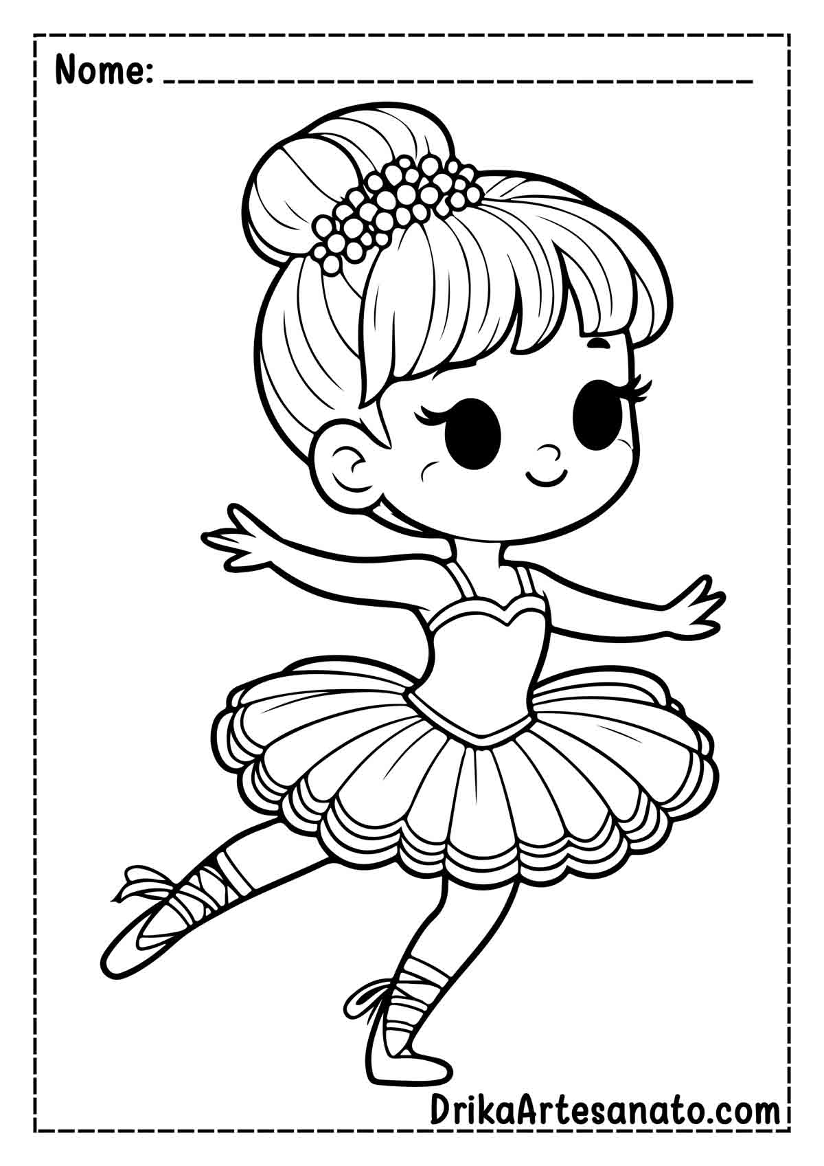 Desenho de Bailarina para Imprimir e Colorir