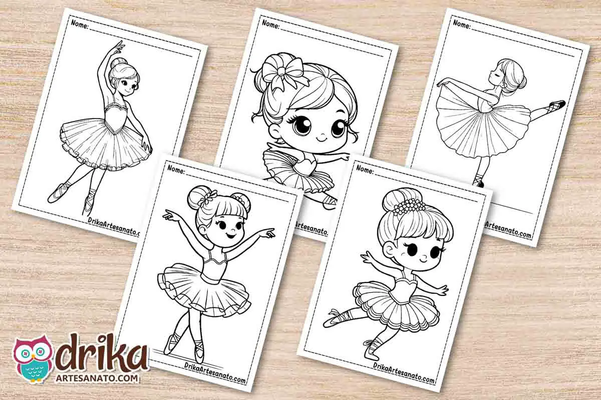 50 Desenhos de Bailarina para Colorir Grátis em PDF