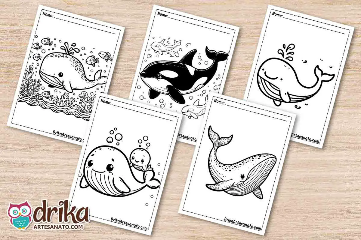 50 Desenhos de Baleia para Colorir Grátis em PDF