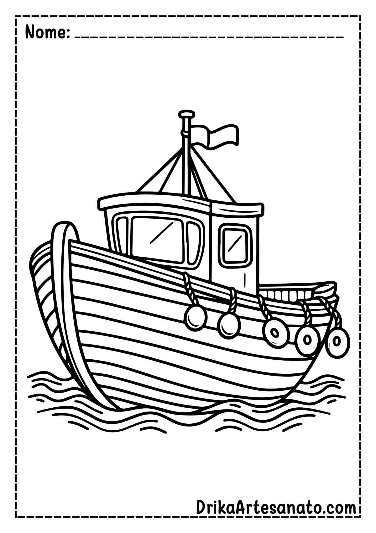 Desenho de Barco de Pesca para Colorir e Imprimir