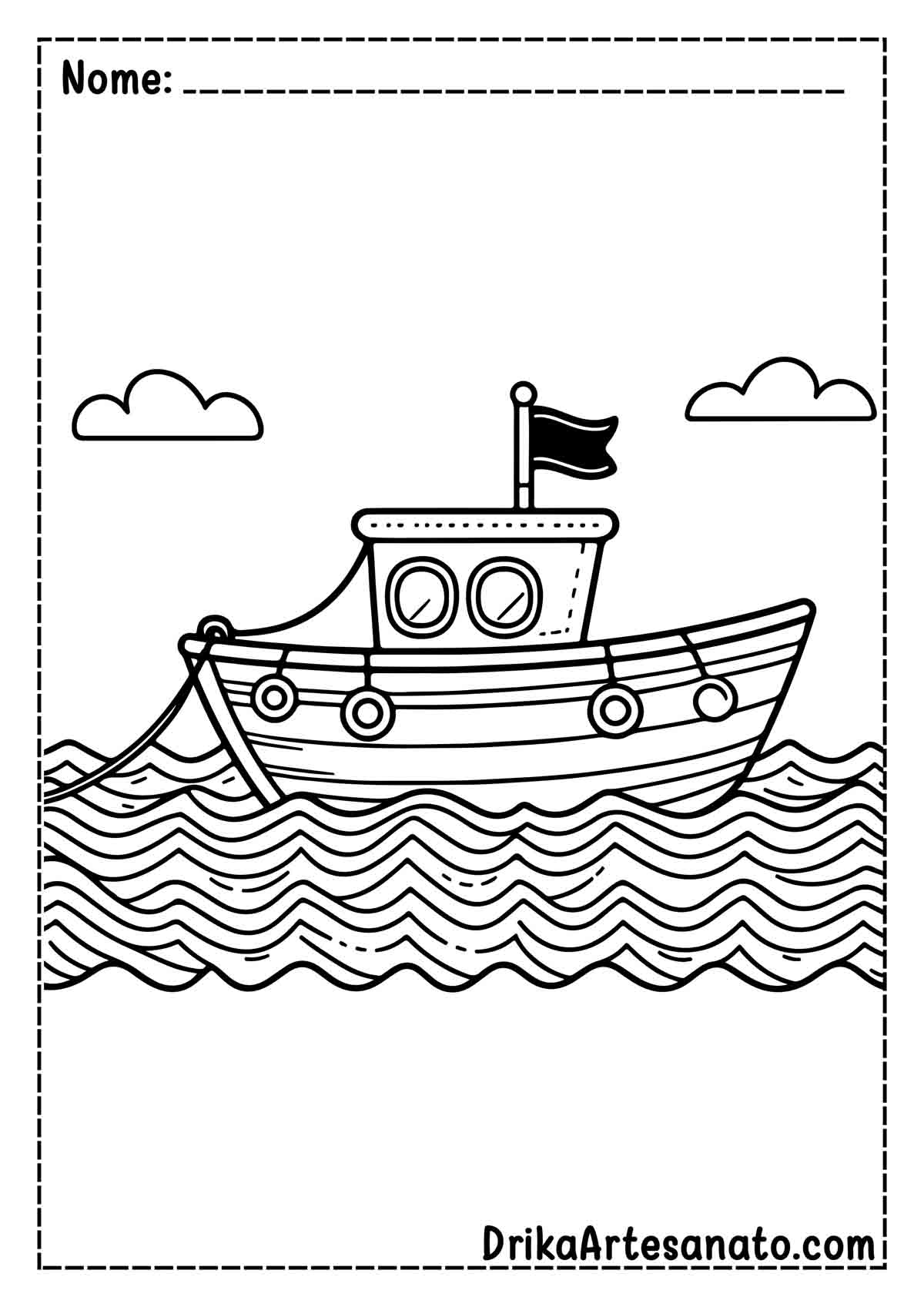 Desenho de Barco para Colorir e Imprimir