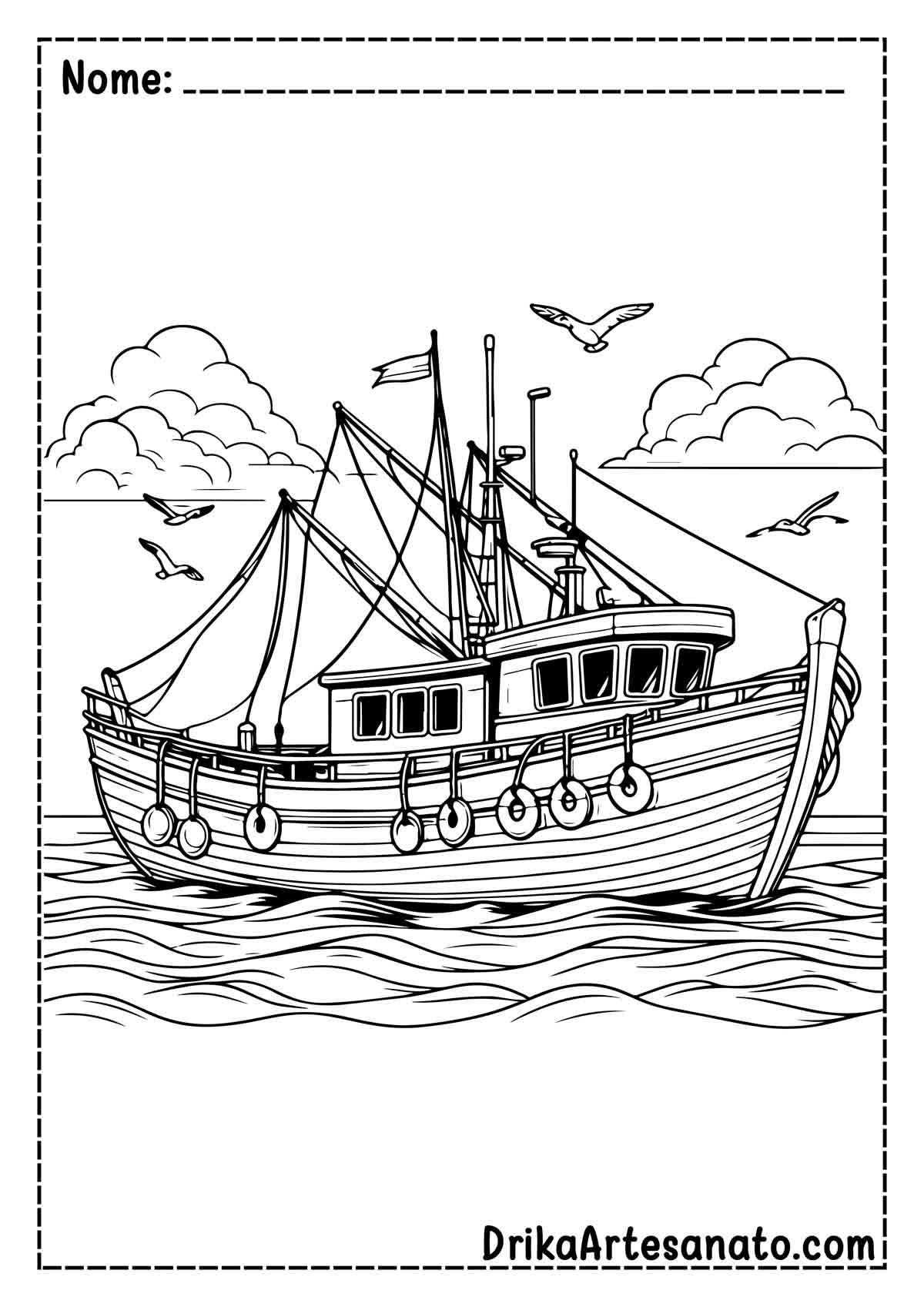 Desenho de Barco Realista para Imprimir