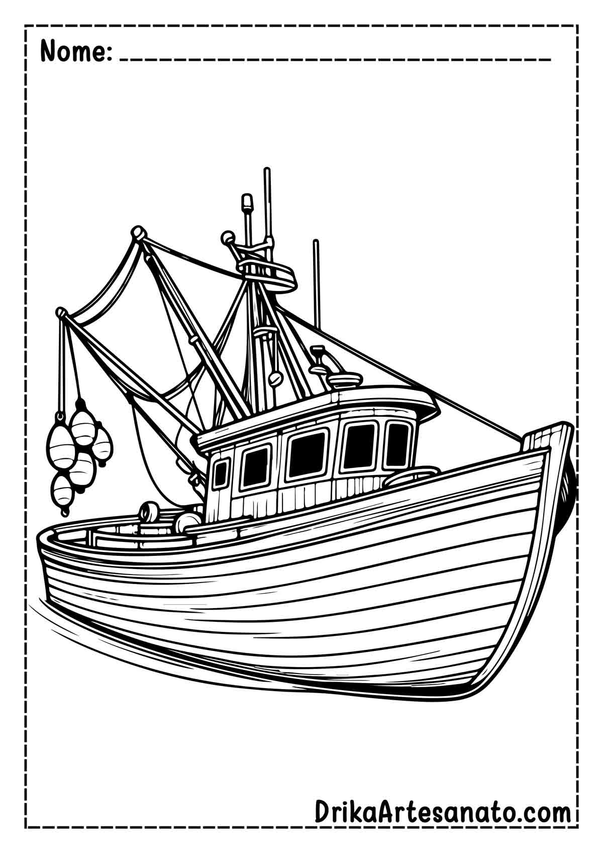 Desenho de Barco Realista para Pintar