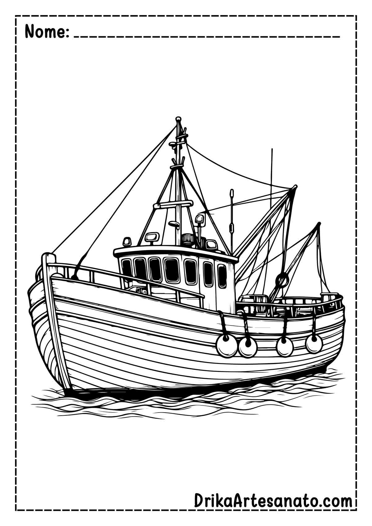 Desenho de Barco Realista para Colorir