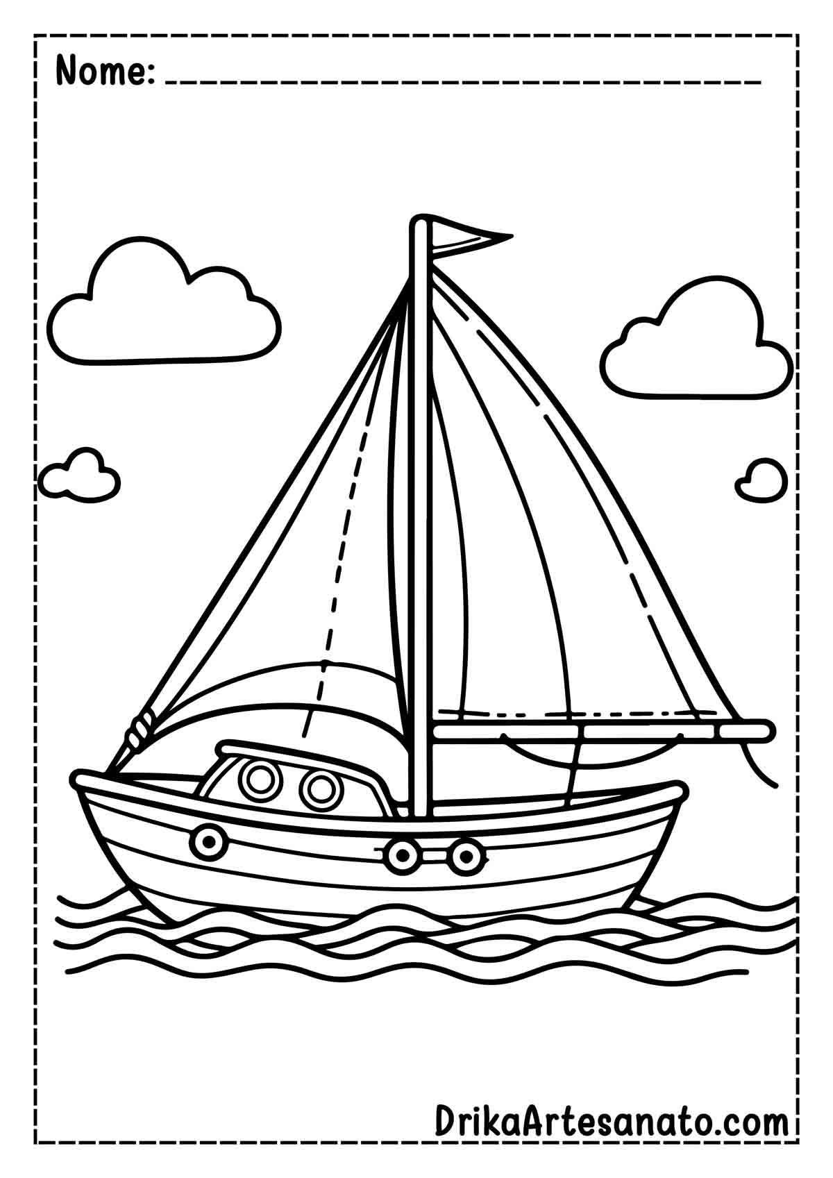 Desenho de Barco a Vela para Colorir