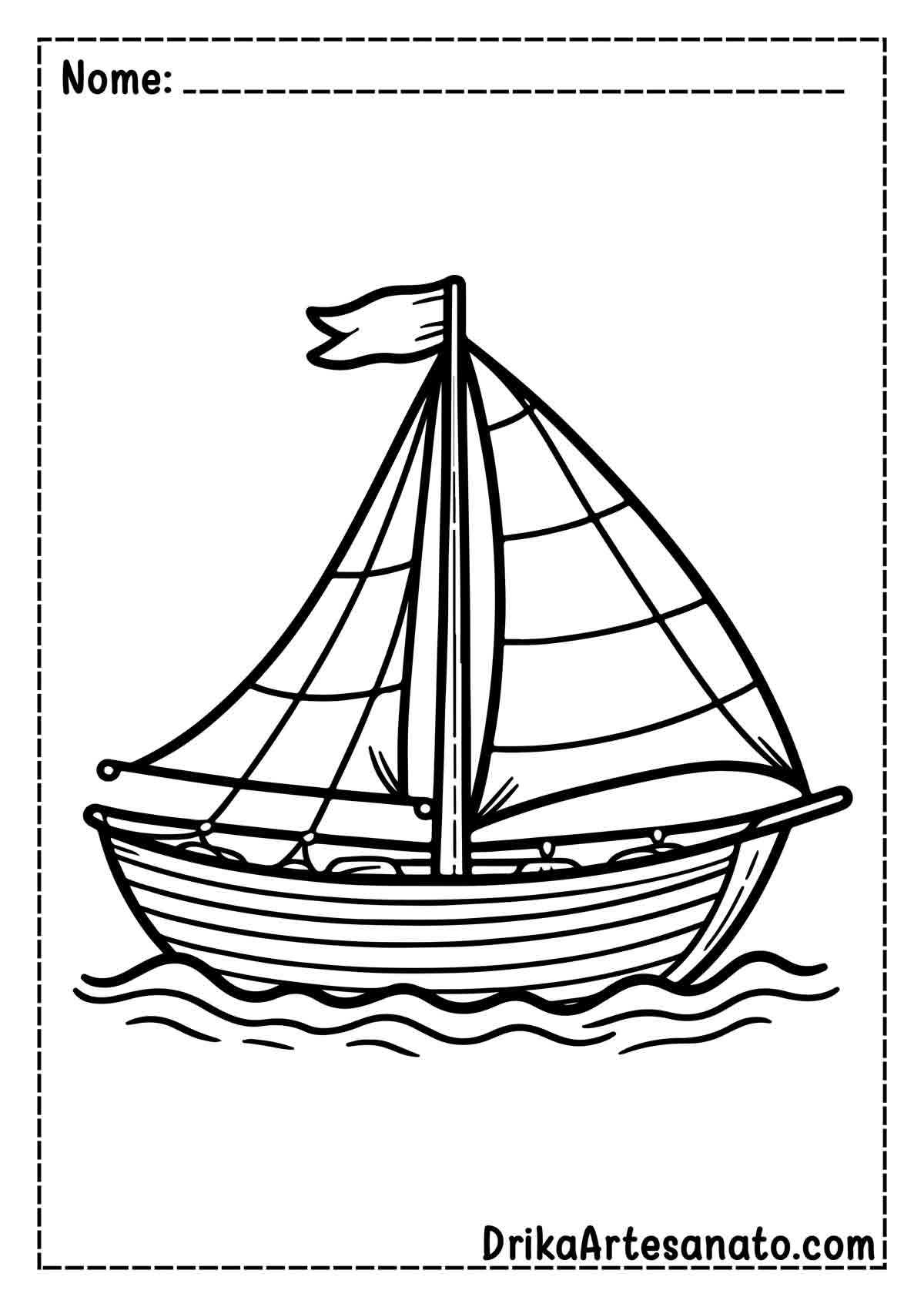 Desenho de Barco a Vela Simples para Colorir