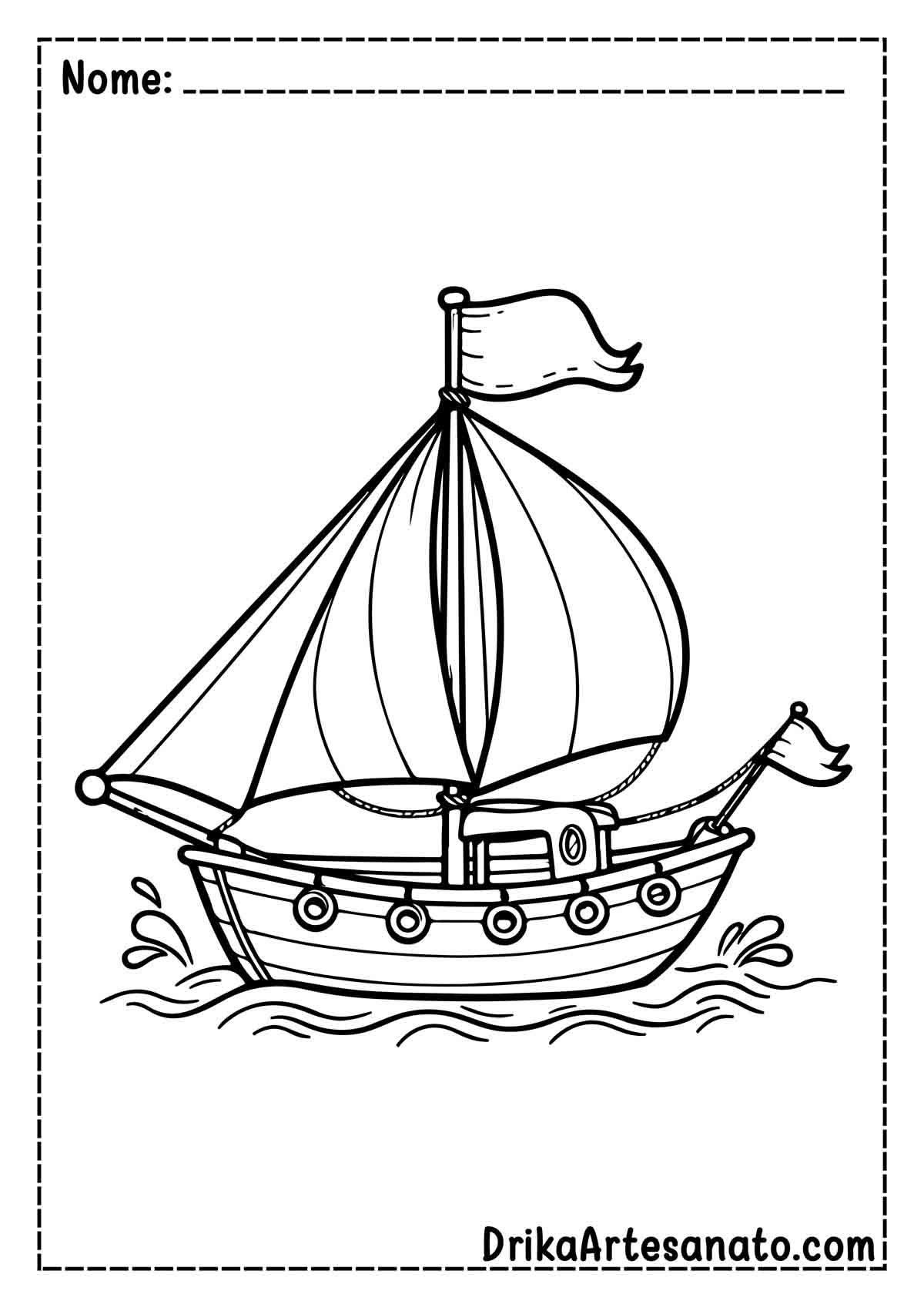 Desenho de Barco a Vela para Pintar