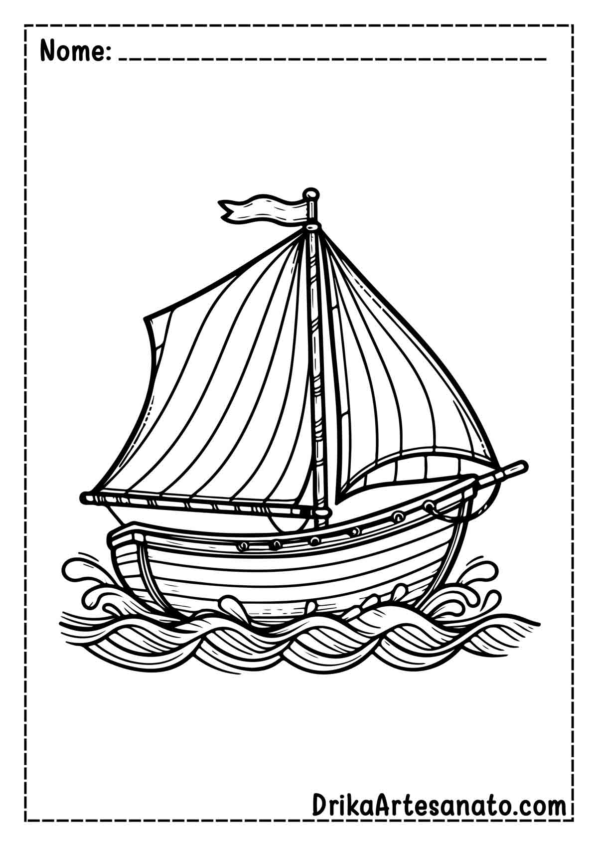 Desenho de Barco a Vela para Imprimir