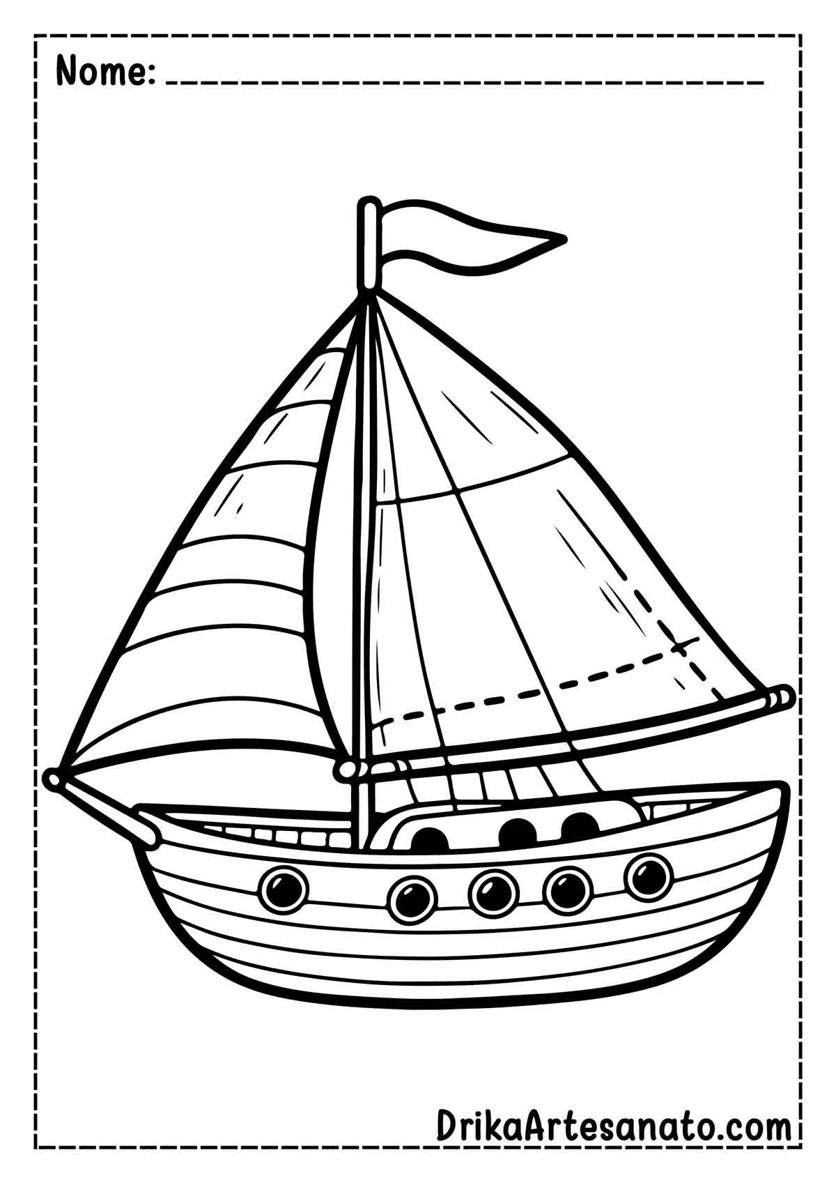 Desenho de Barco para Colorir Fácil