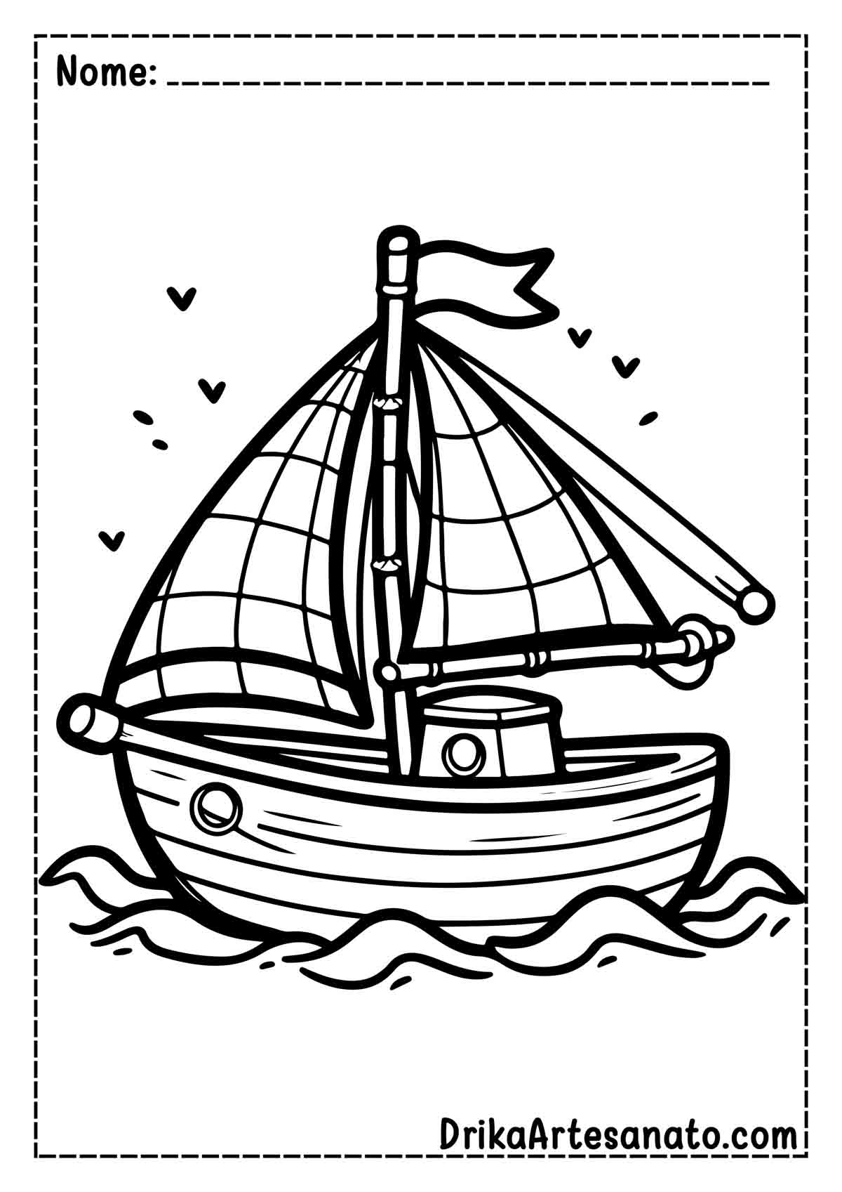 Desenho de Barco Simples para Colorir