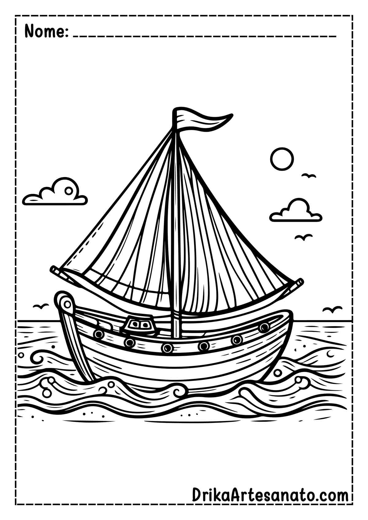 Desenho de Barco para Pintar