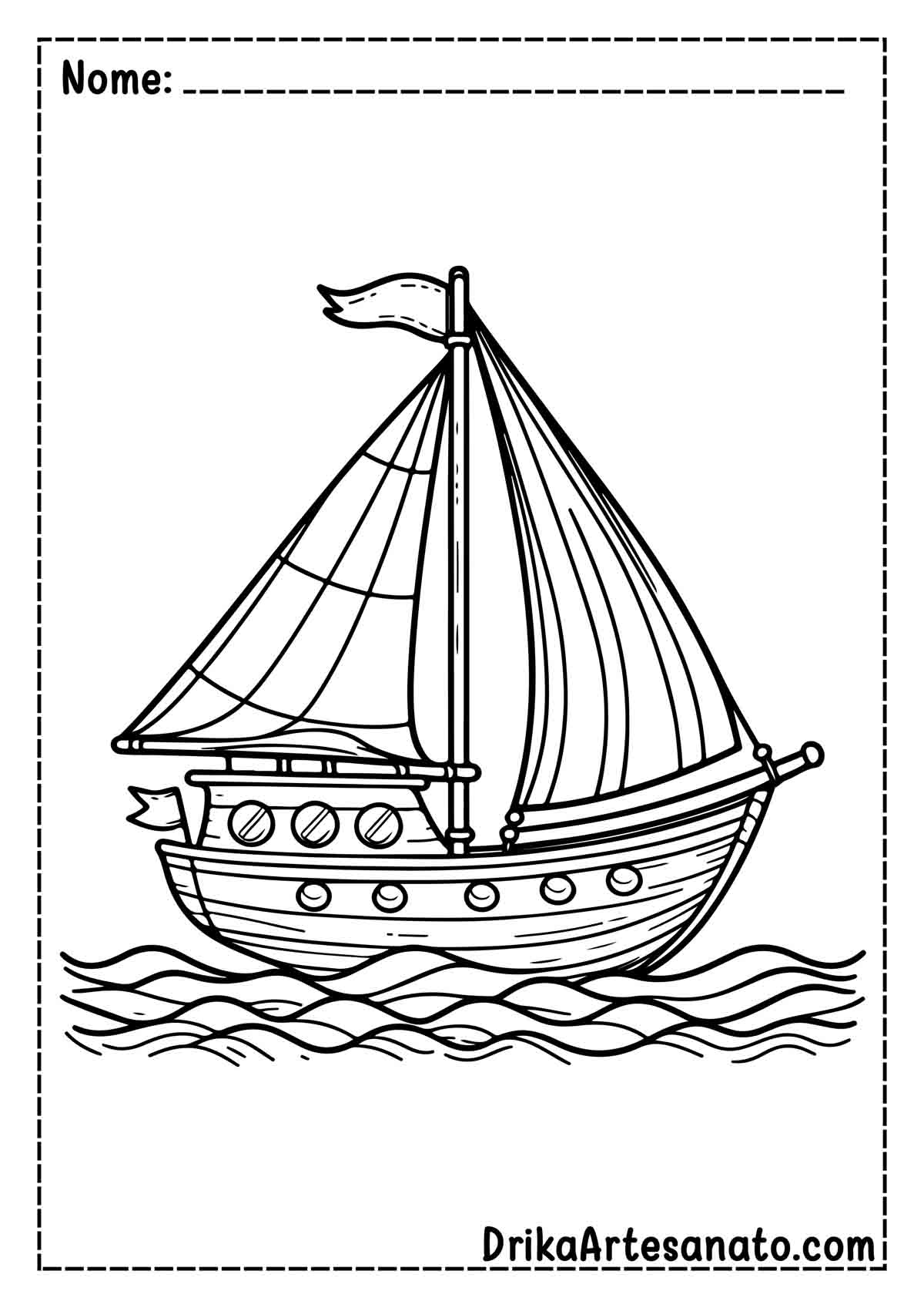 Desenho de Barco para Pintar