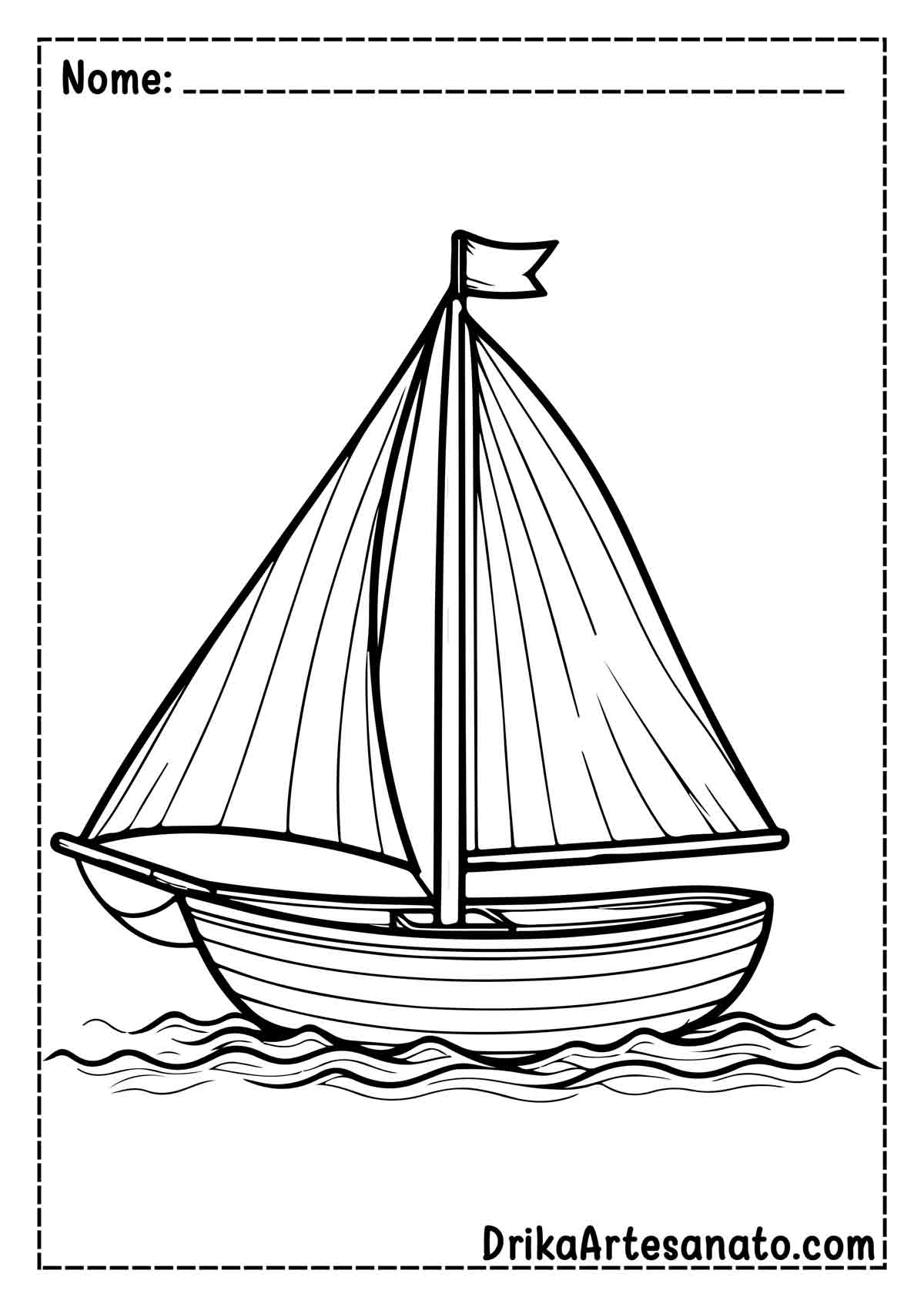 Desenho de Barco Fácil para Imprimir