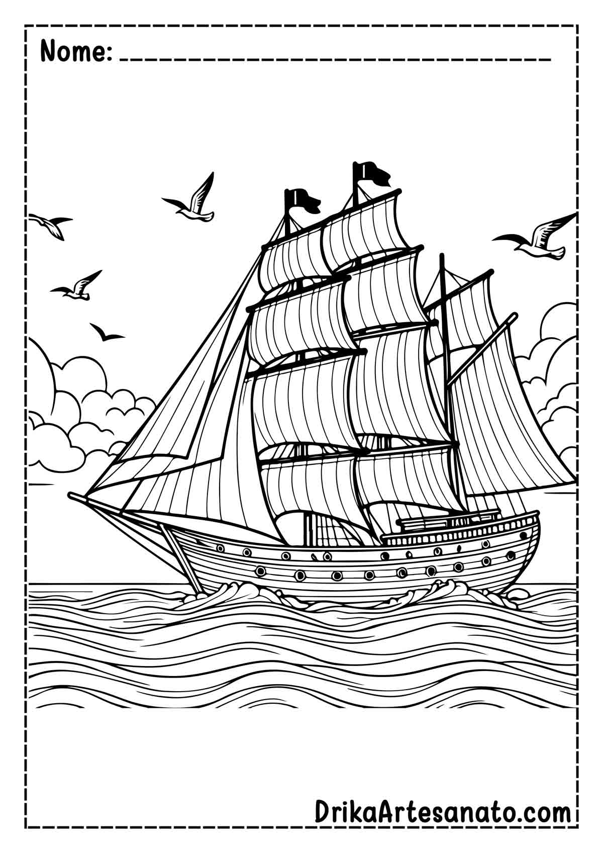 Desenho de Navio Antigo para Colorir