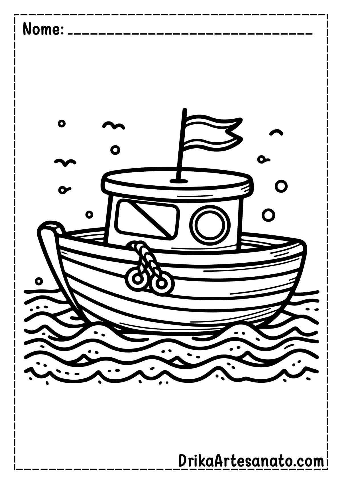 Desenho de Barco Simples para Colorir