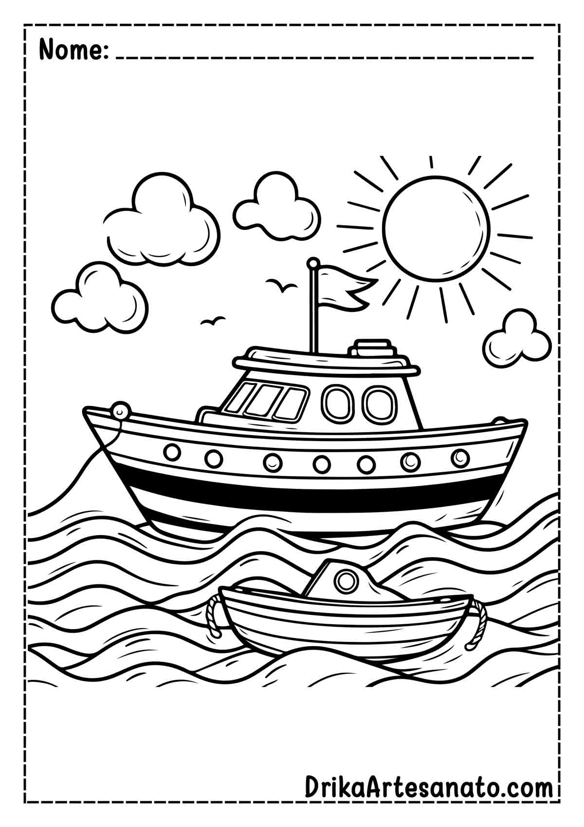 Desenho de Barco para Imprimir e Pintar