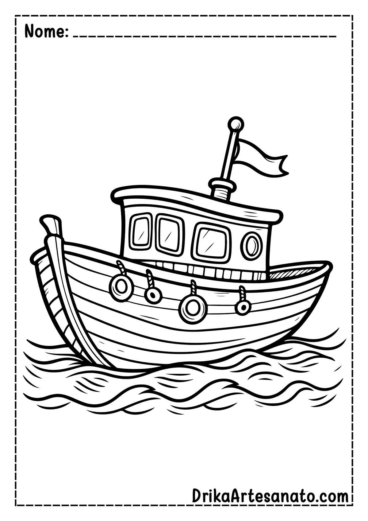 Desenho de Barco Fácil para Pintar