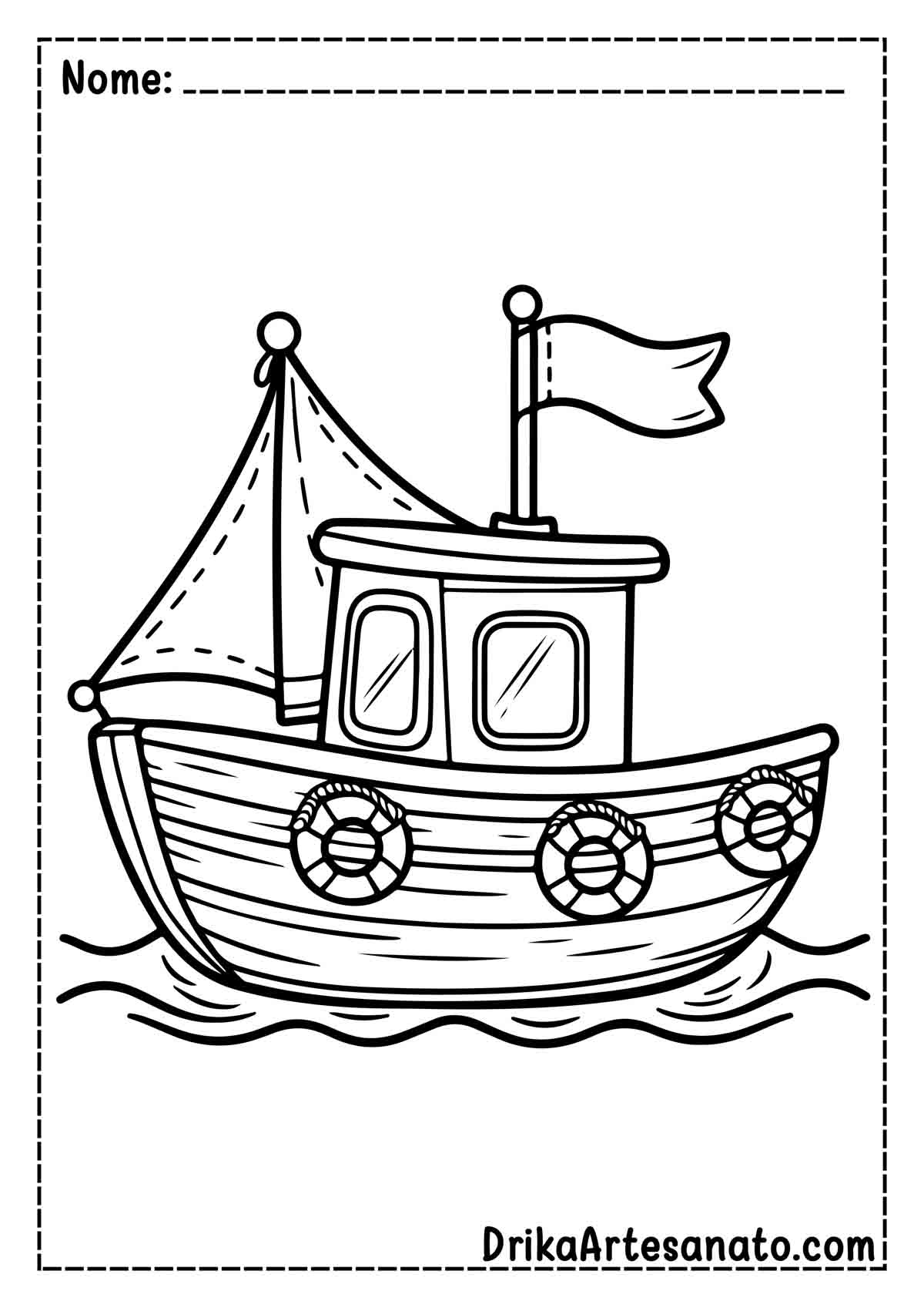 Desenho de Barco Infantil para Colorir e Imprimir