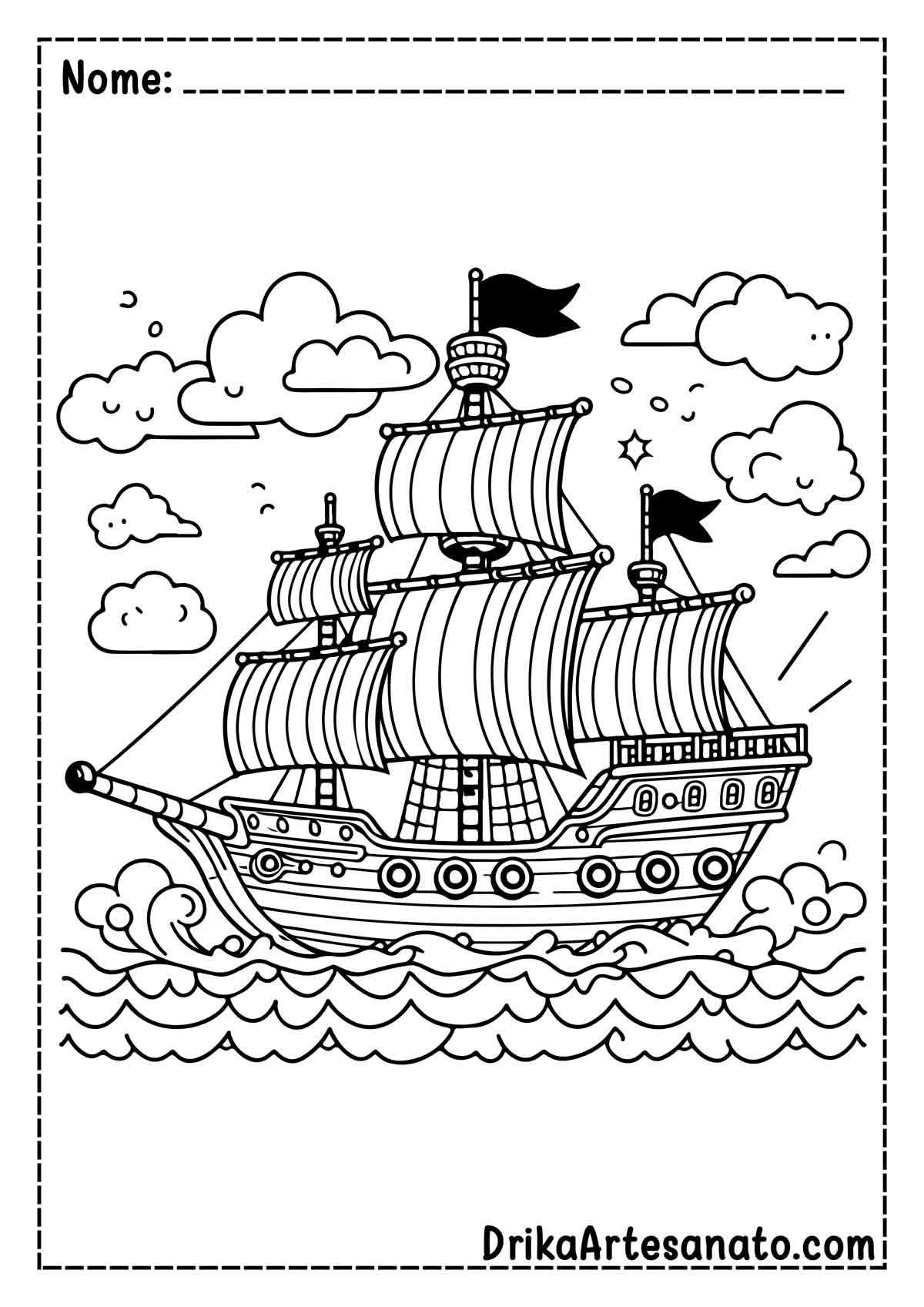 Desenho de Barco Antigo para Imprimir