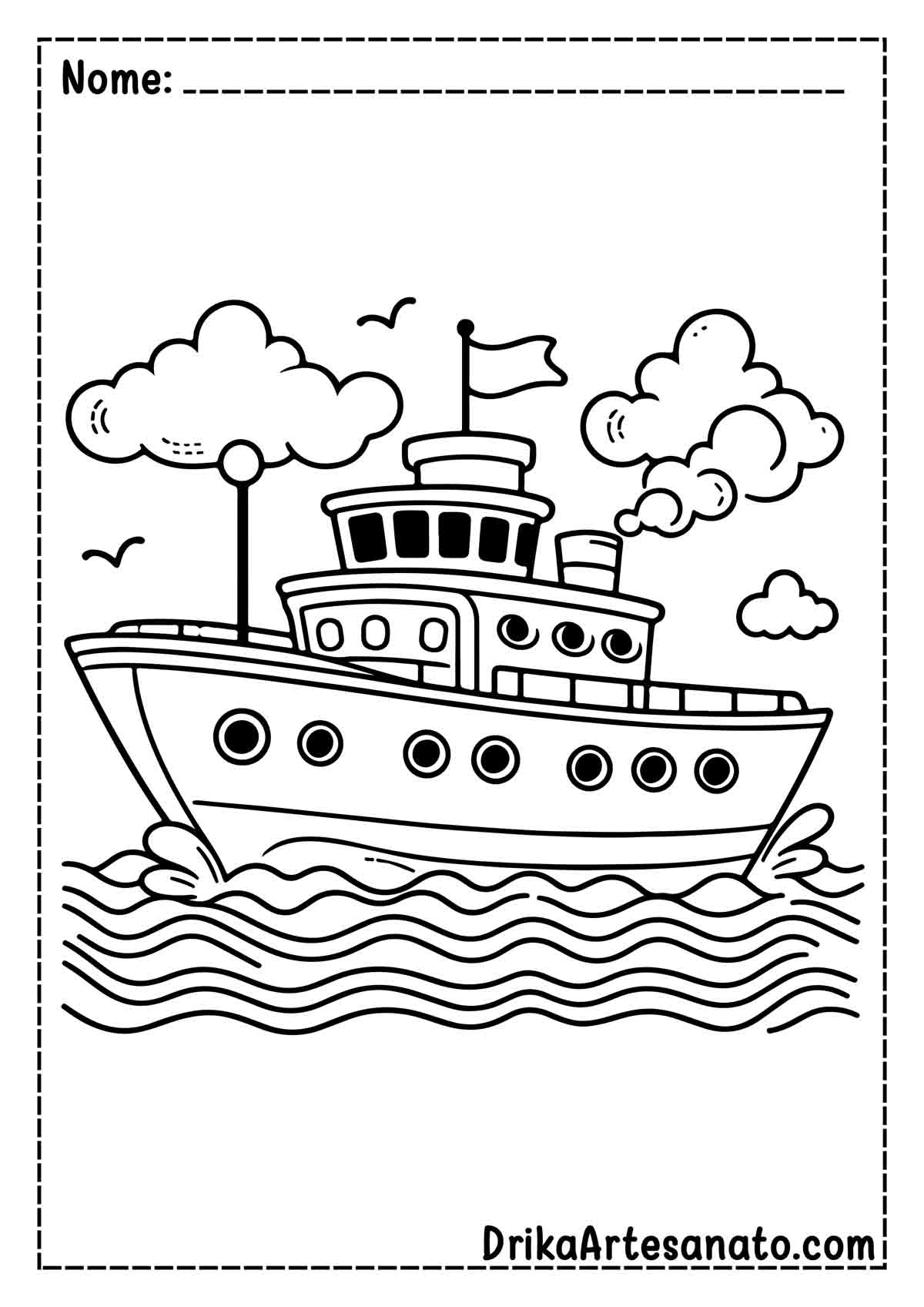 Desenho de Barco para Colorir