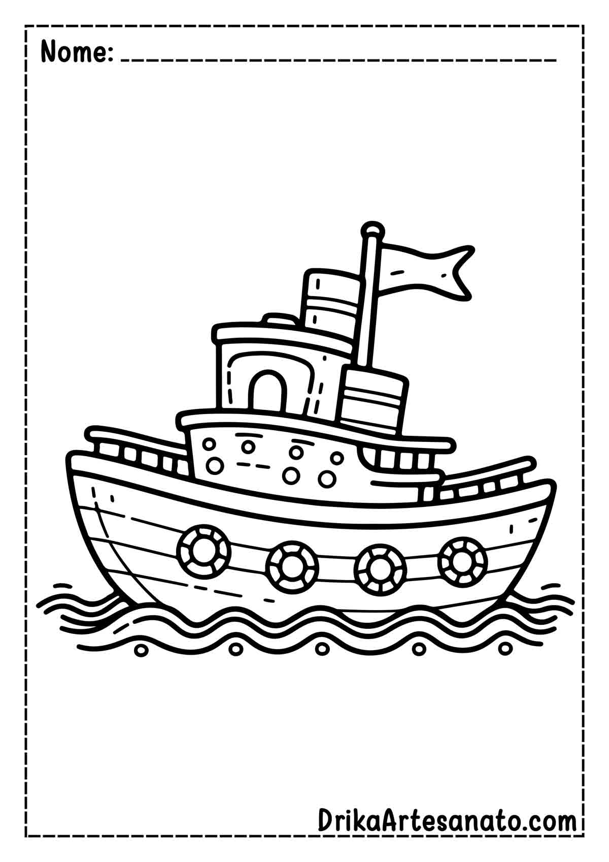 Desenho de Barco para Imprimir e Colorir