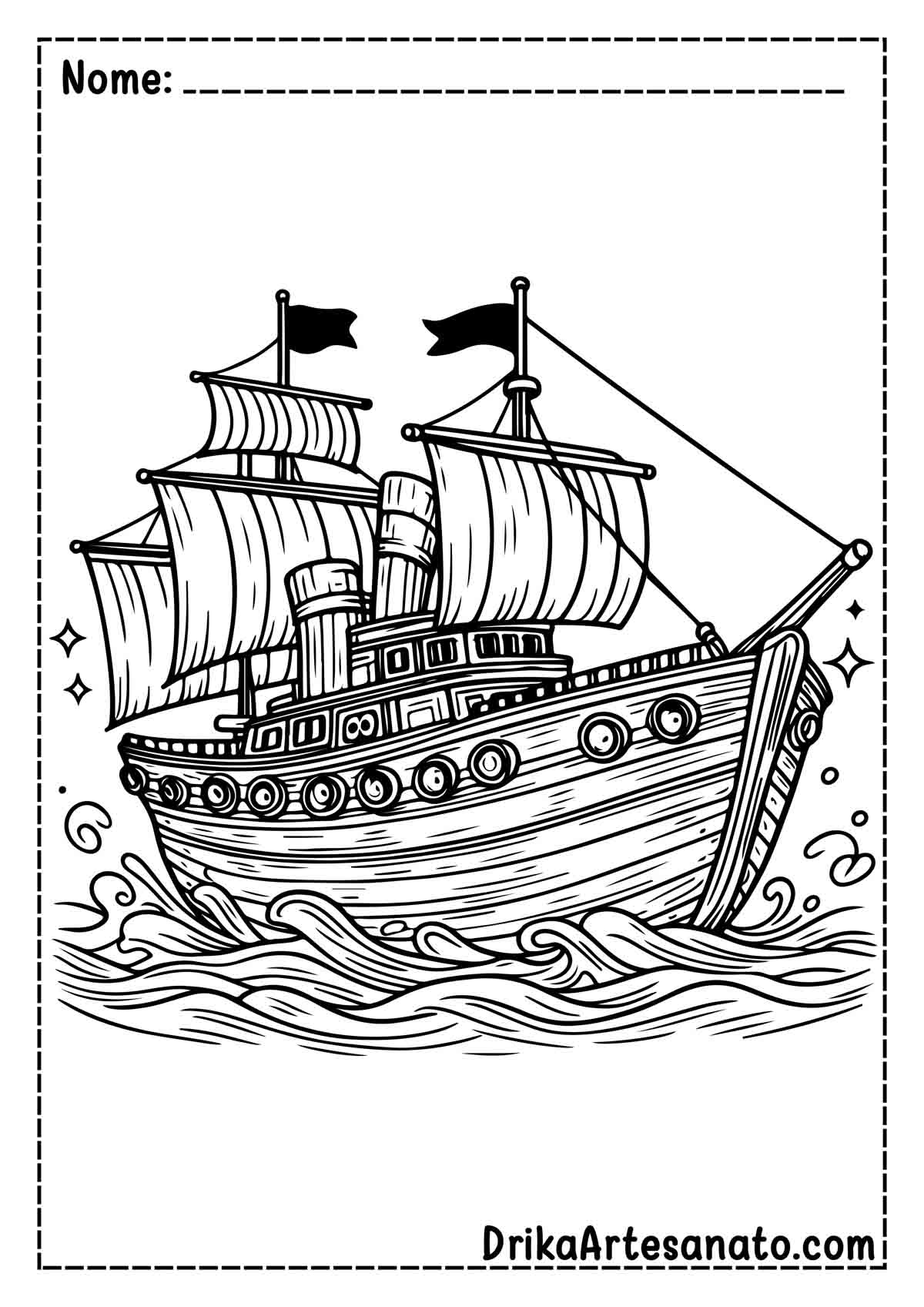 Desenho de Barco Realista para Colorir