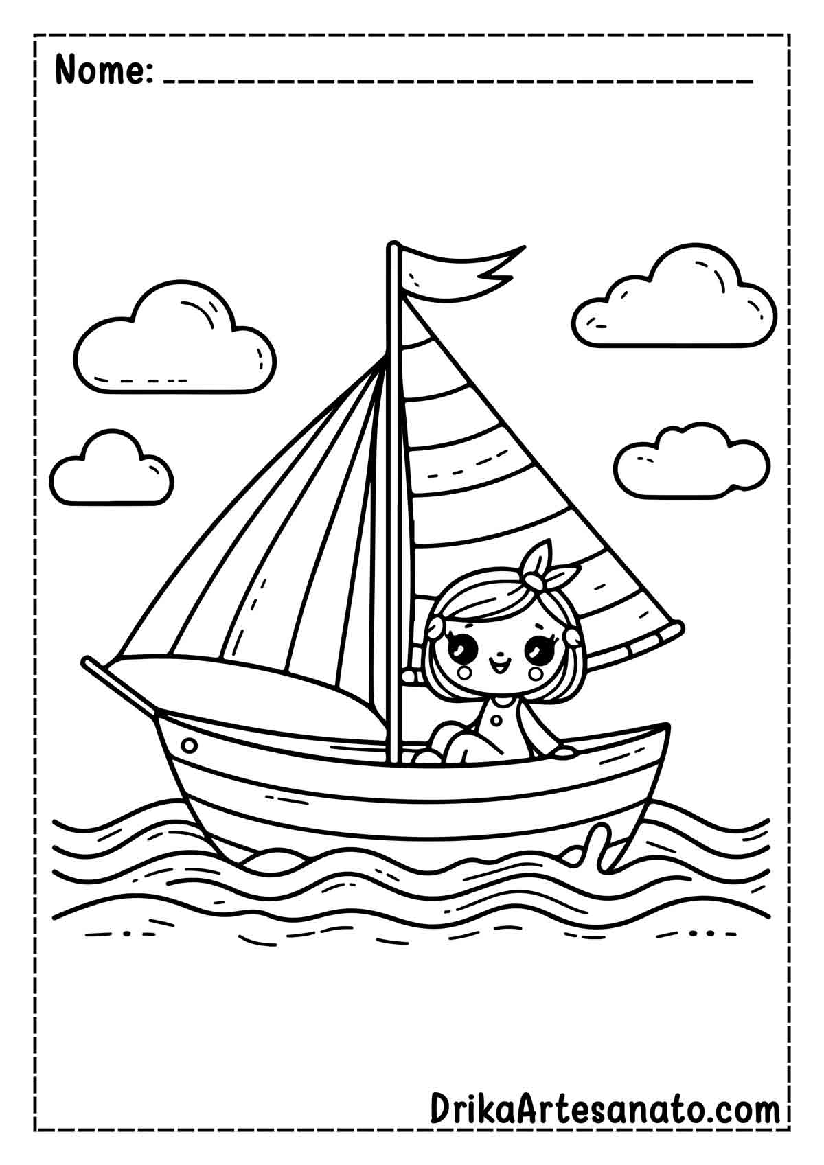 Desenho de Barco Infantil para Colorir