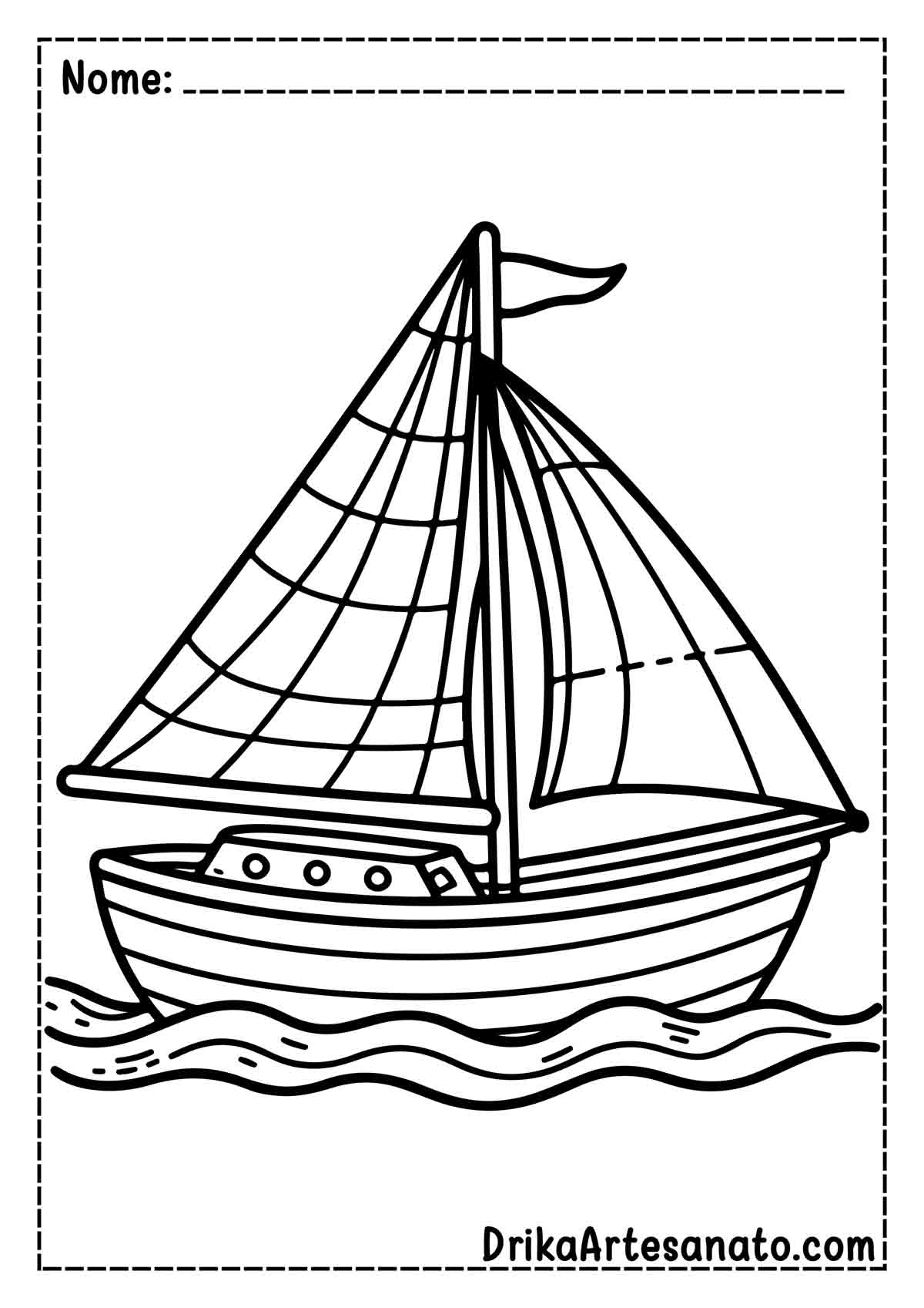 Desenho de Barco Simples para Colorir e Imprimir