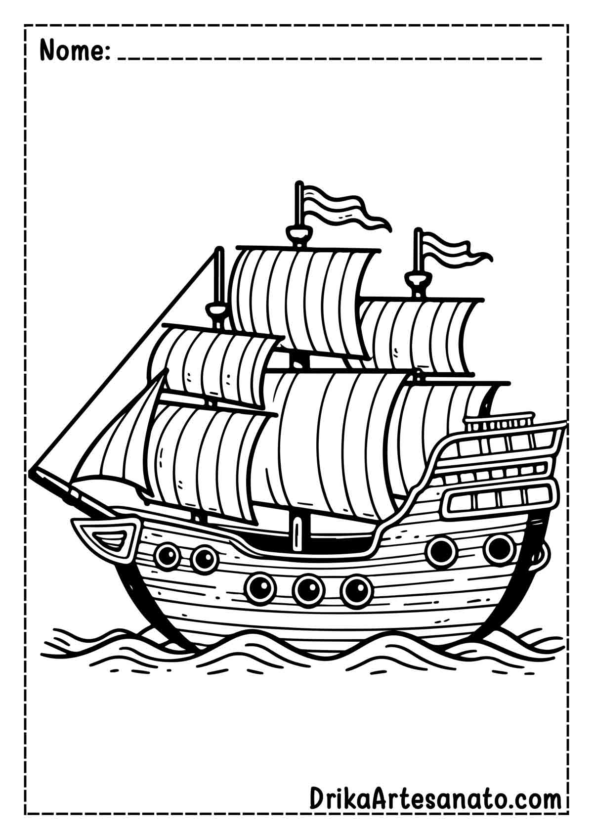 Desenho de Barco para Pintar