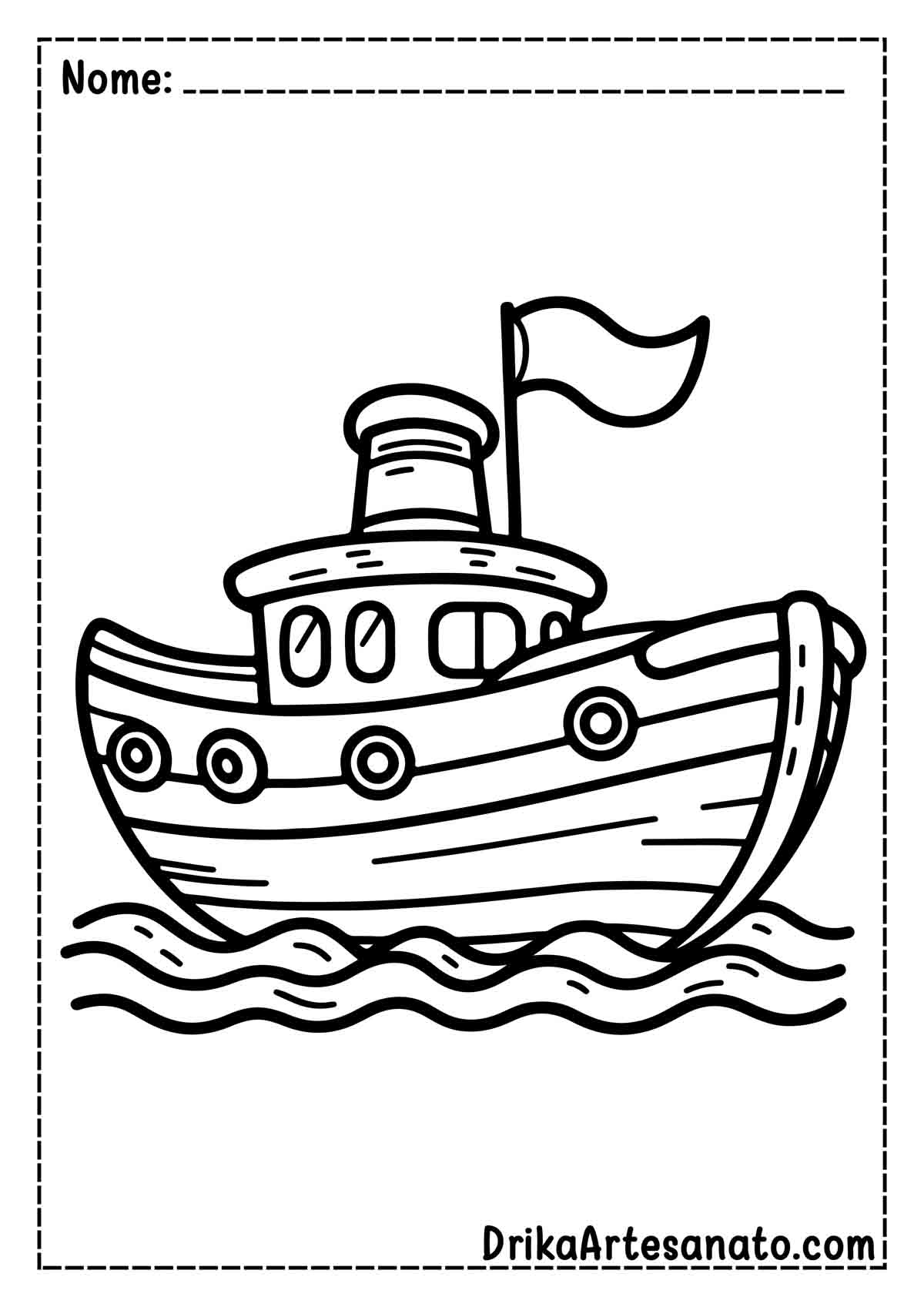 Desenho de Barco Simples para Colorir