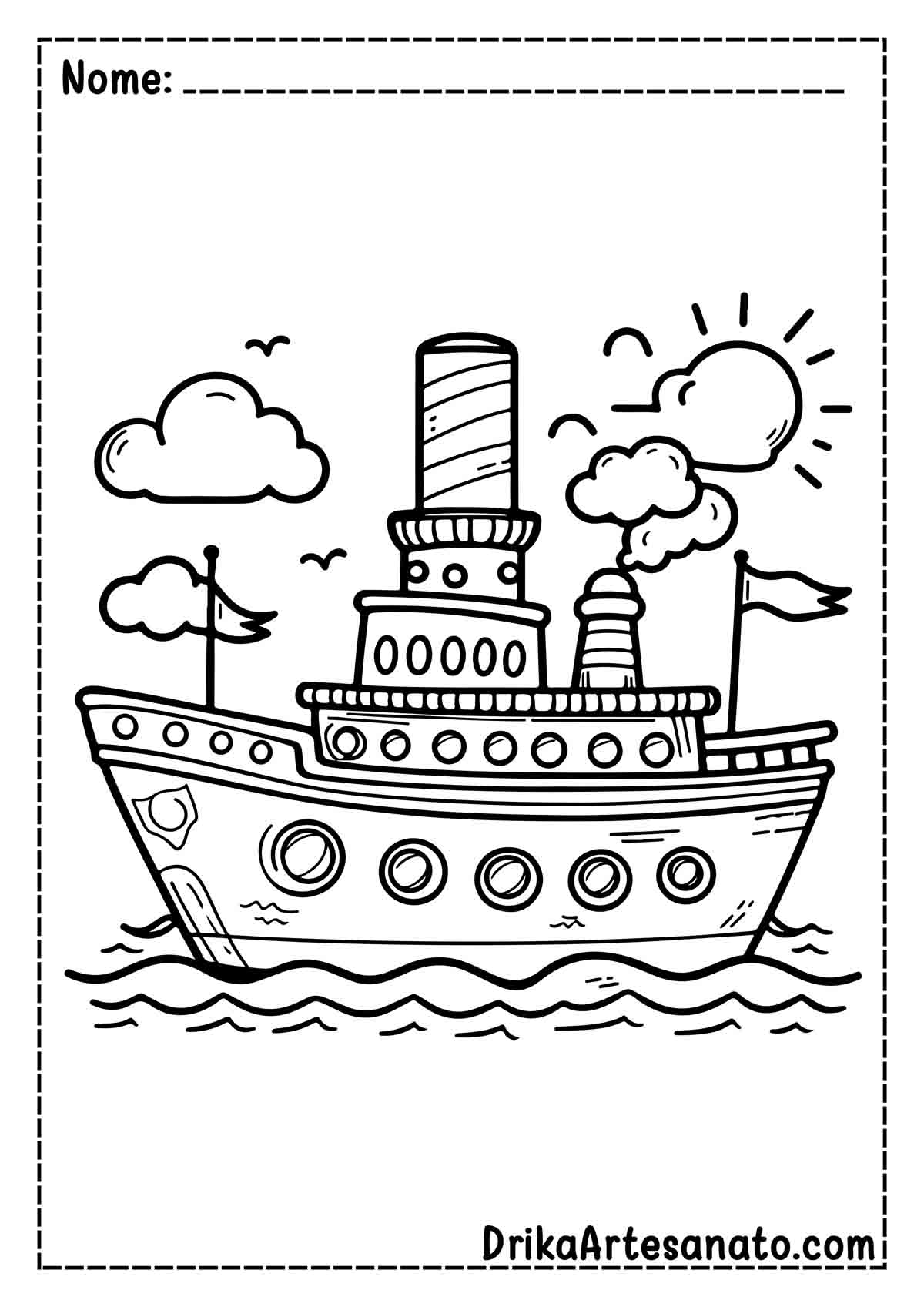 Desenho de Barco Grande para Colorir