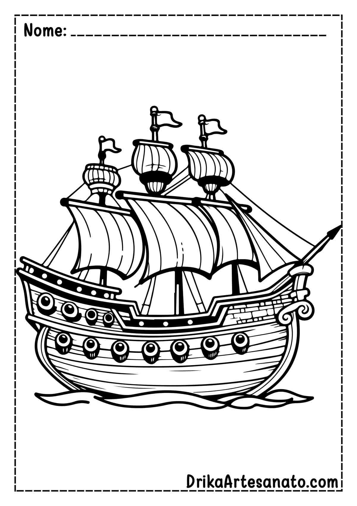 Desenho de Barco Infantil para Imprimir