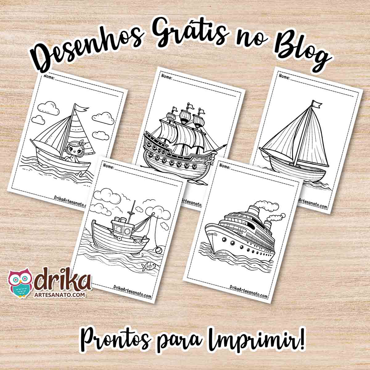 Desenhos de Barco para Colorir Grátis em PDF