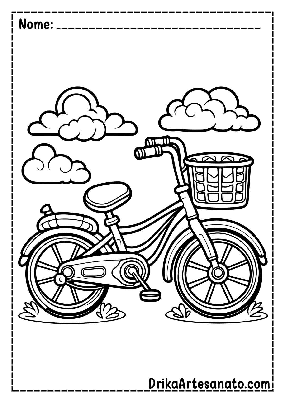 Desenho de Bicicleta Realista para Imprimir e Colorir