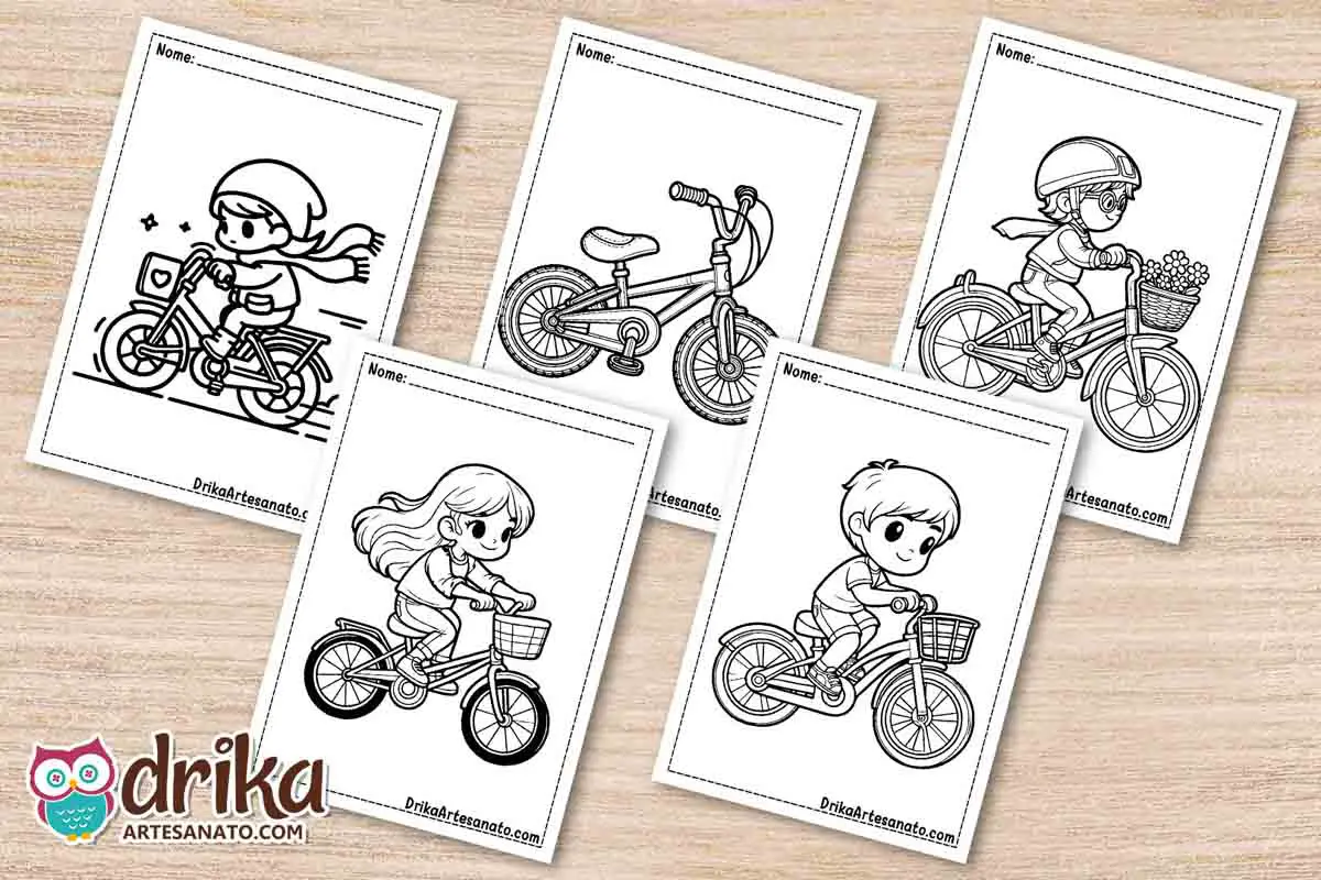 50 Desenhos de Bicicletas para Colorir Grátis em PDF