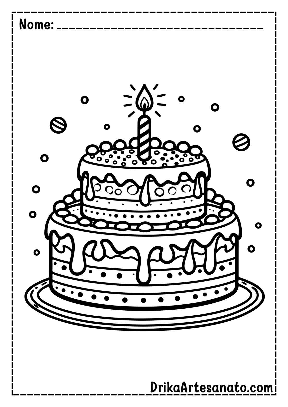 Desenho de Bolo de Aniversário para Colorir