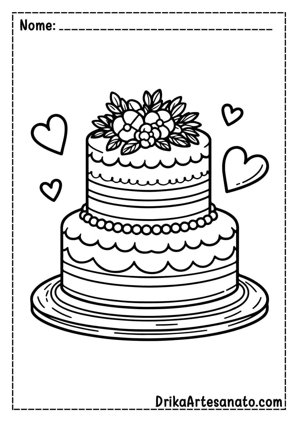 Desenho de Bolo de Casamento para Colorir