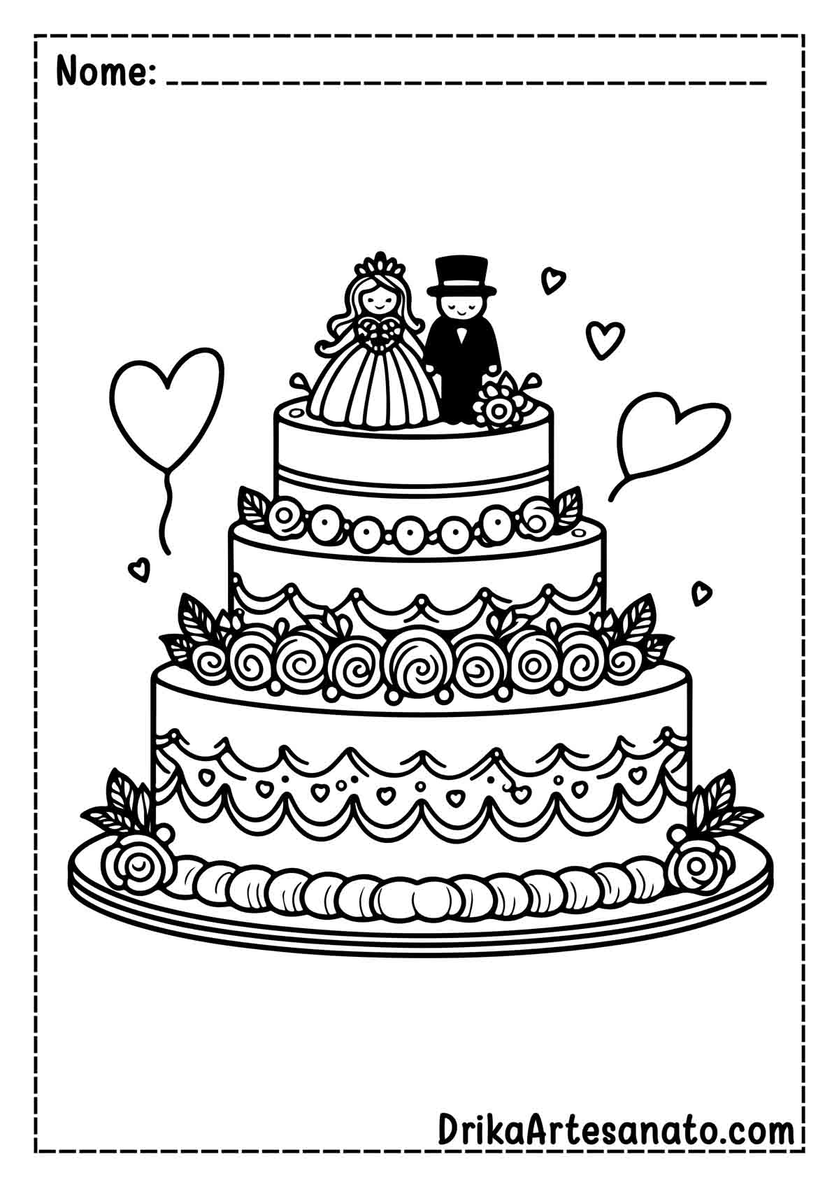 Desenho de Bolo de Casamento para Colorir