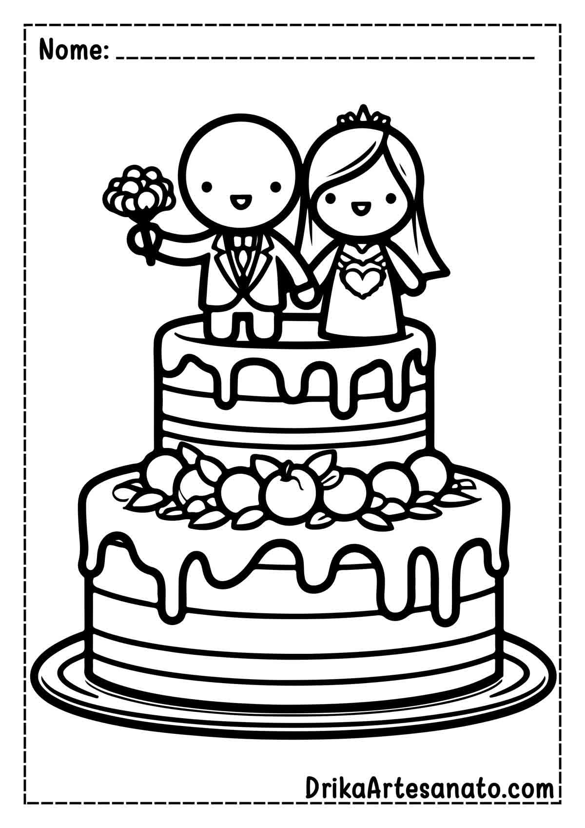 Desenho de Bolo de Casamento para Imprimir