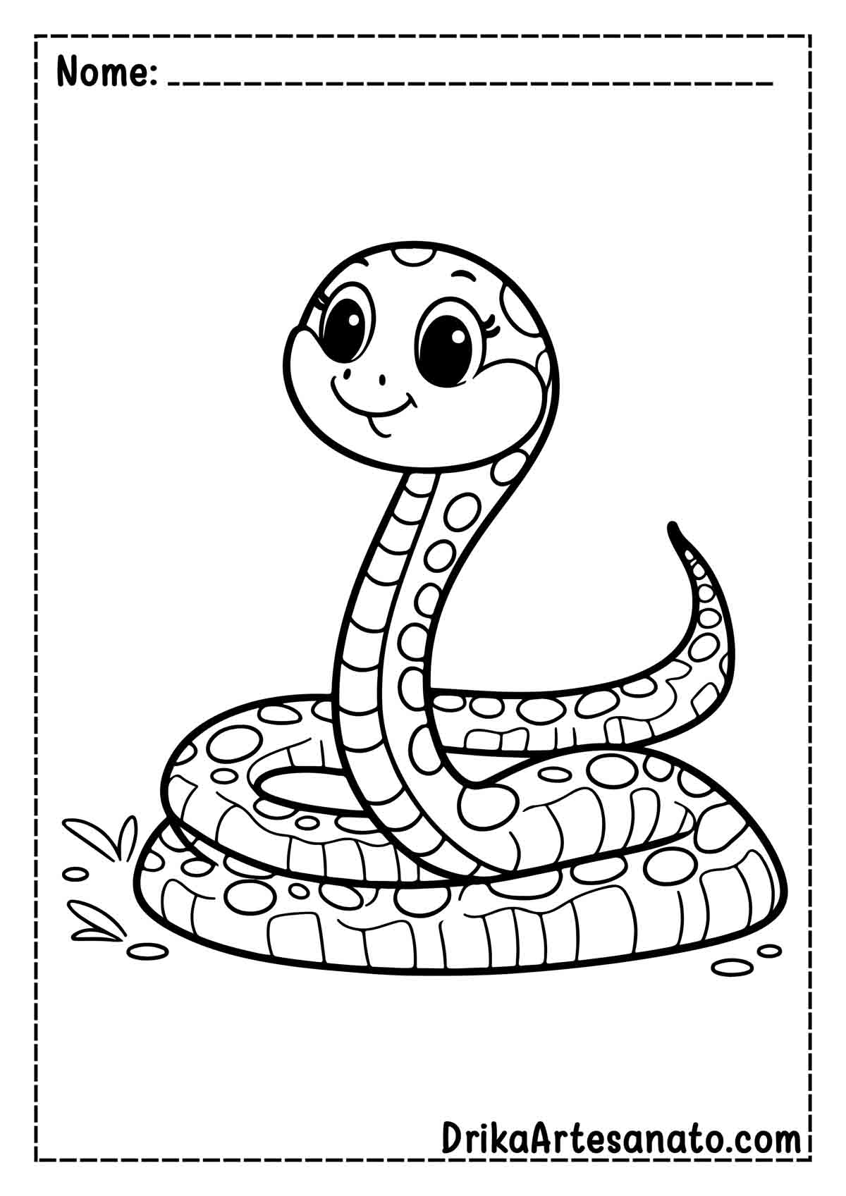 Desenho de Cobra Infantil para Colorir