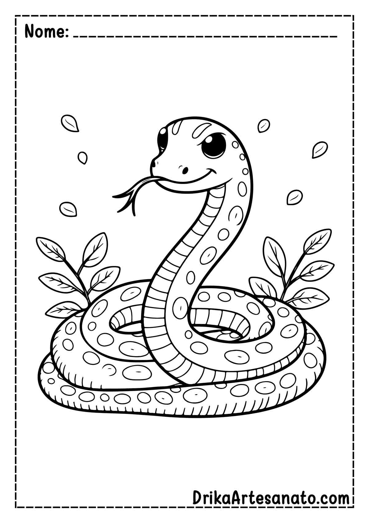 Desenho de Cobra Fácil para Colorir e Imprimir