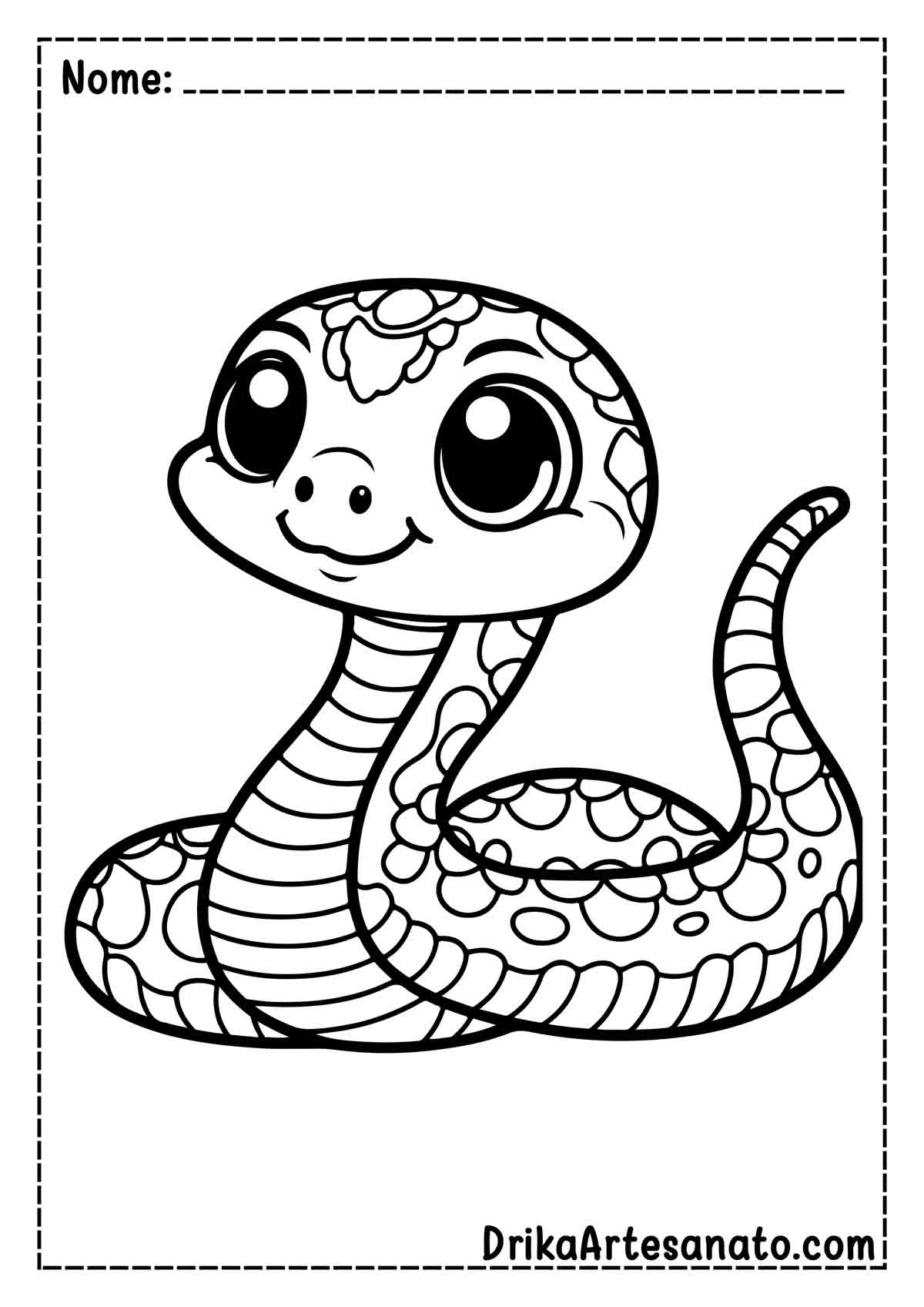 Desenho de Cobra Fofinha para Colorir