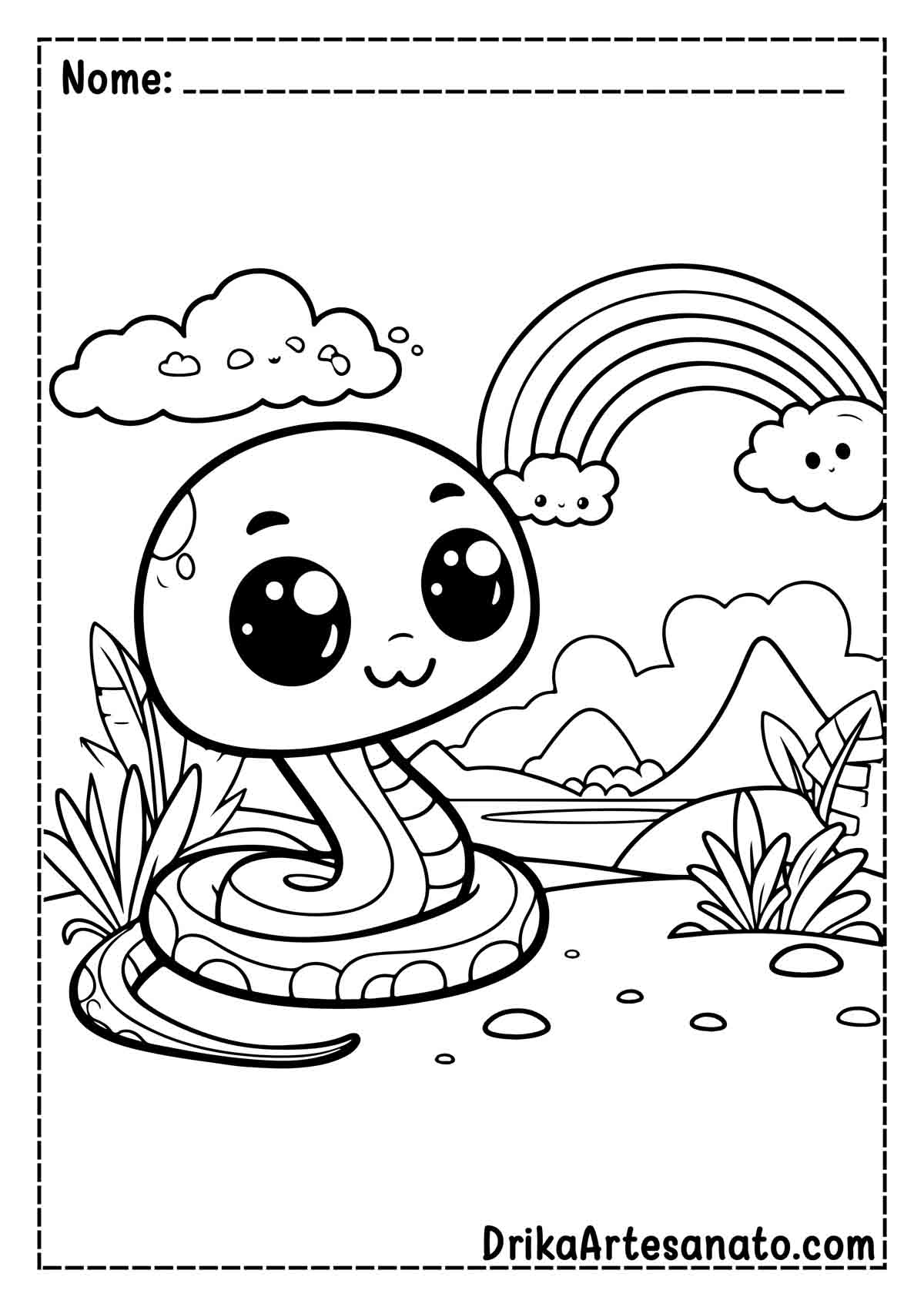 Desenho de Cobra Infantil para Imprimir