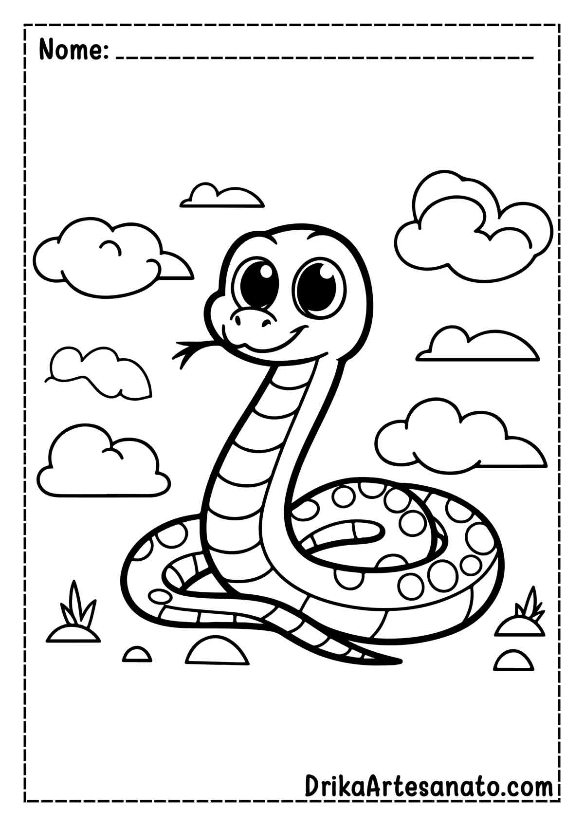 Desenho de Cobra para Colorir e Imprimir