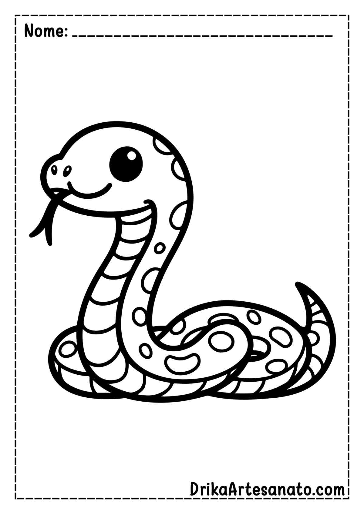 Desenho de Cobra Fácil para Colorir e Imprimir