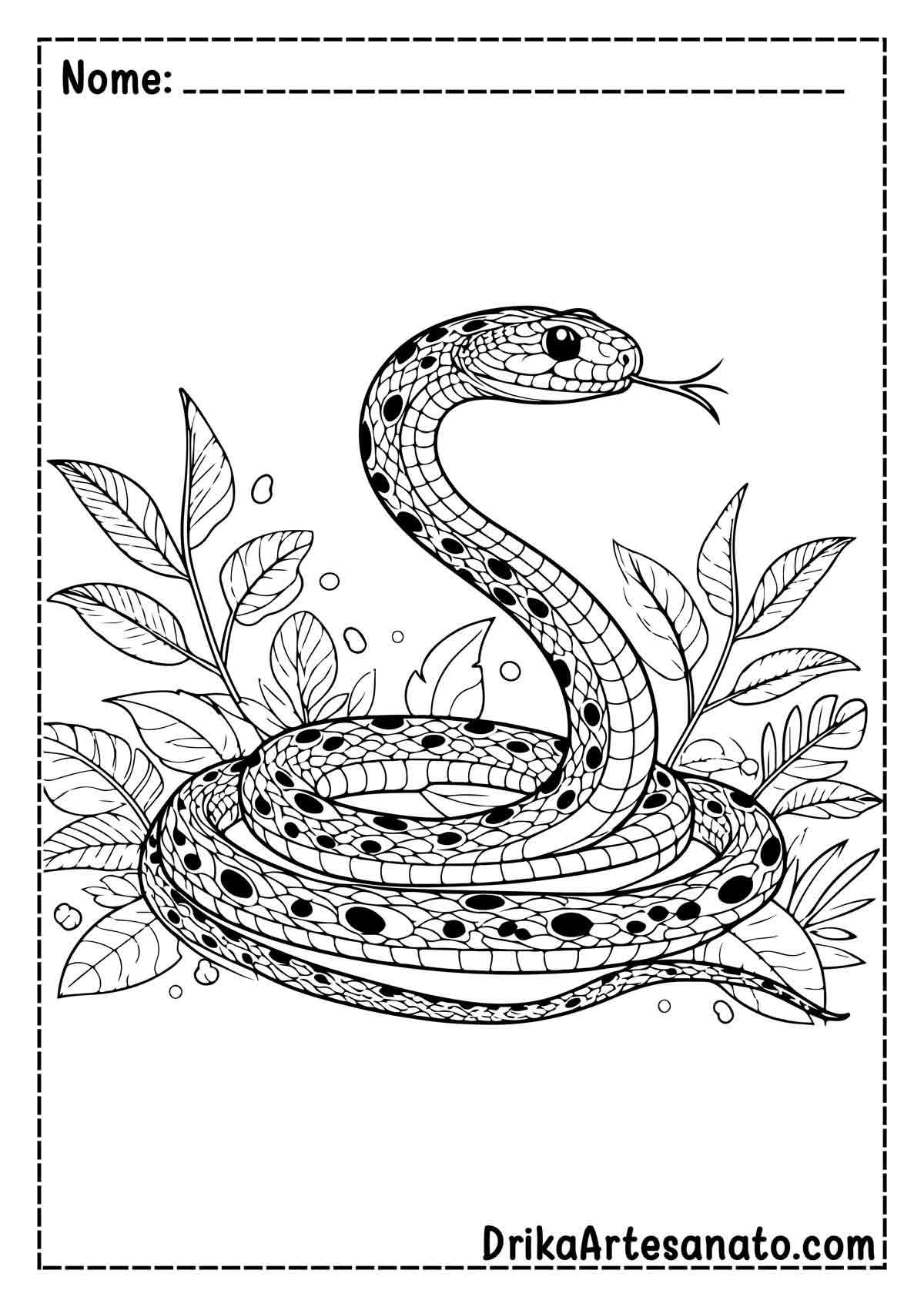 Desenho de Cobra Realista para Colorir e Imprimir