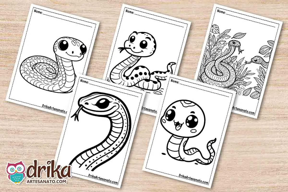 50 Desenhos de Cobra para Colorir Grátis em PDF